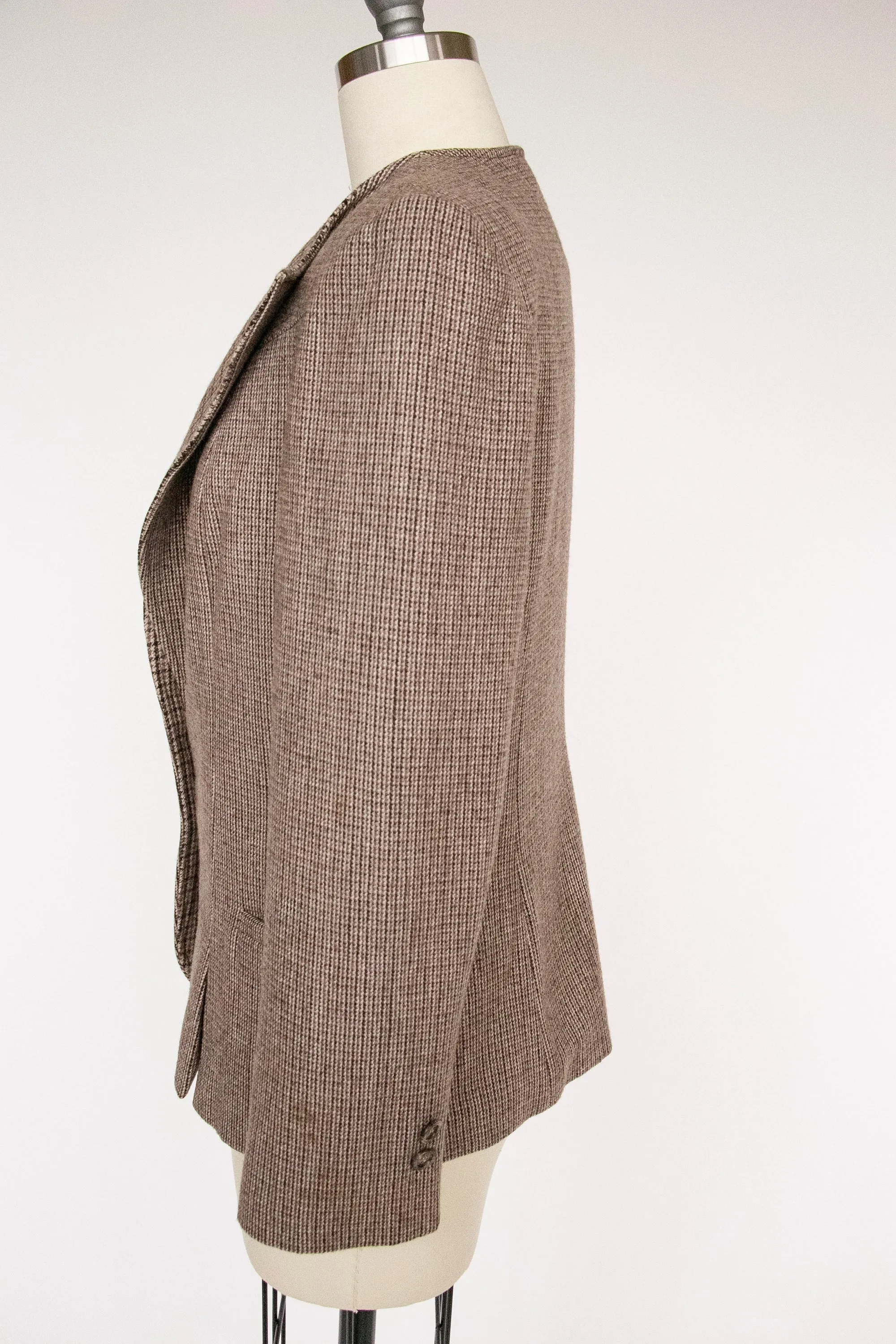 1980s Blazer Wool Jacket Brown Grey S