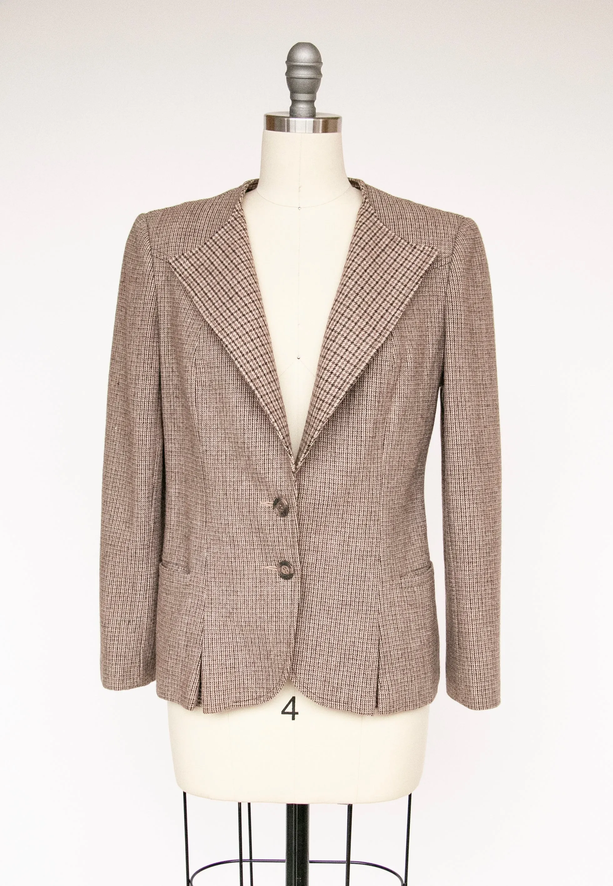 1980s Blazer Wool Jacket Brown Grey S