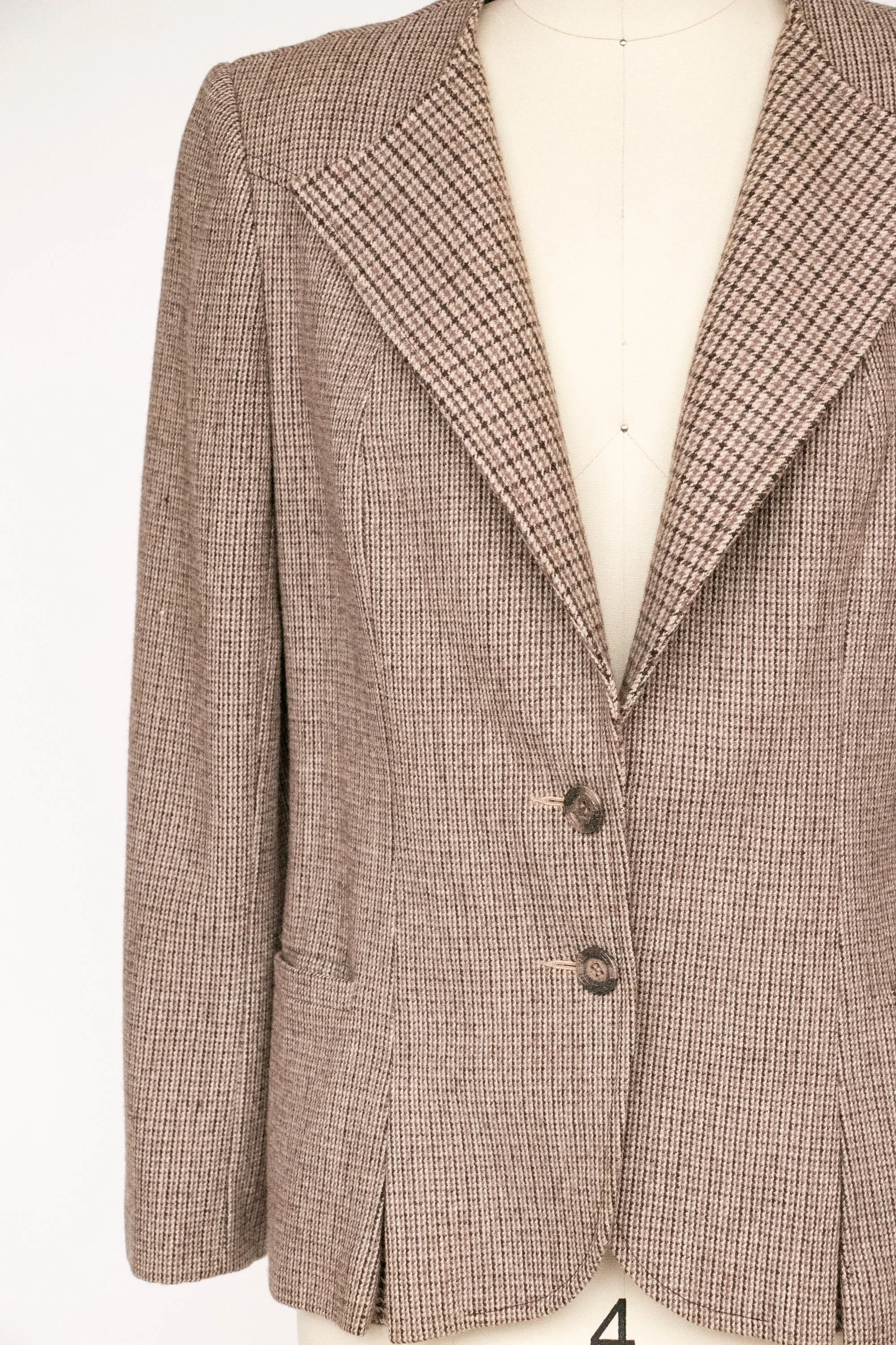 1980s Blazer Wool Jacket Brown Grey S