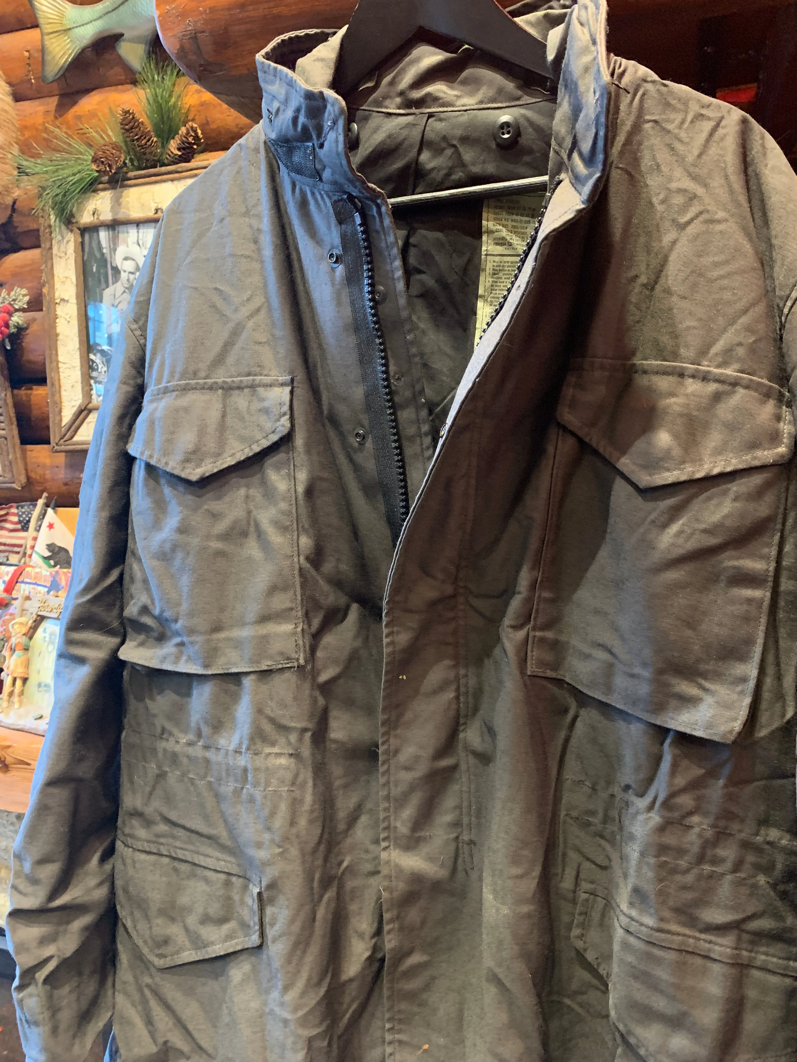 4. Vintage M-65 Dark Charcoal Army Jacket, Large