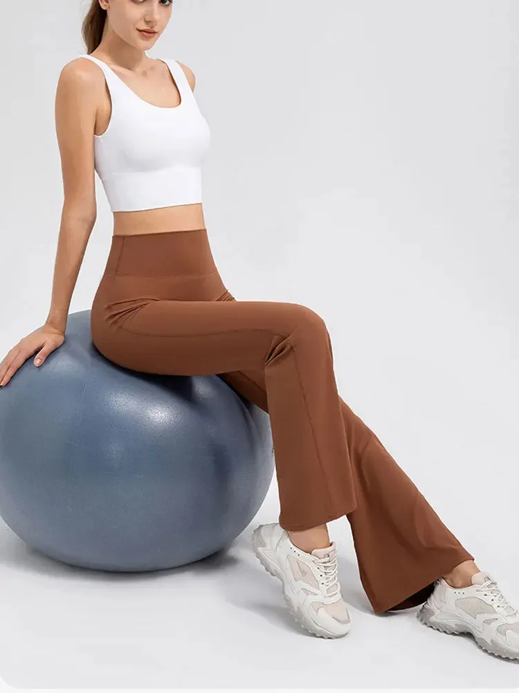 5-Point Sports Flared Leggings – Wide-Leg Yoga Pants - Say no to Camel Toe