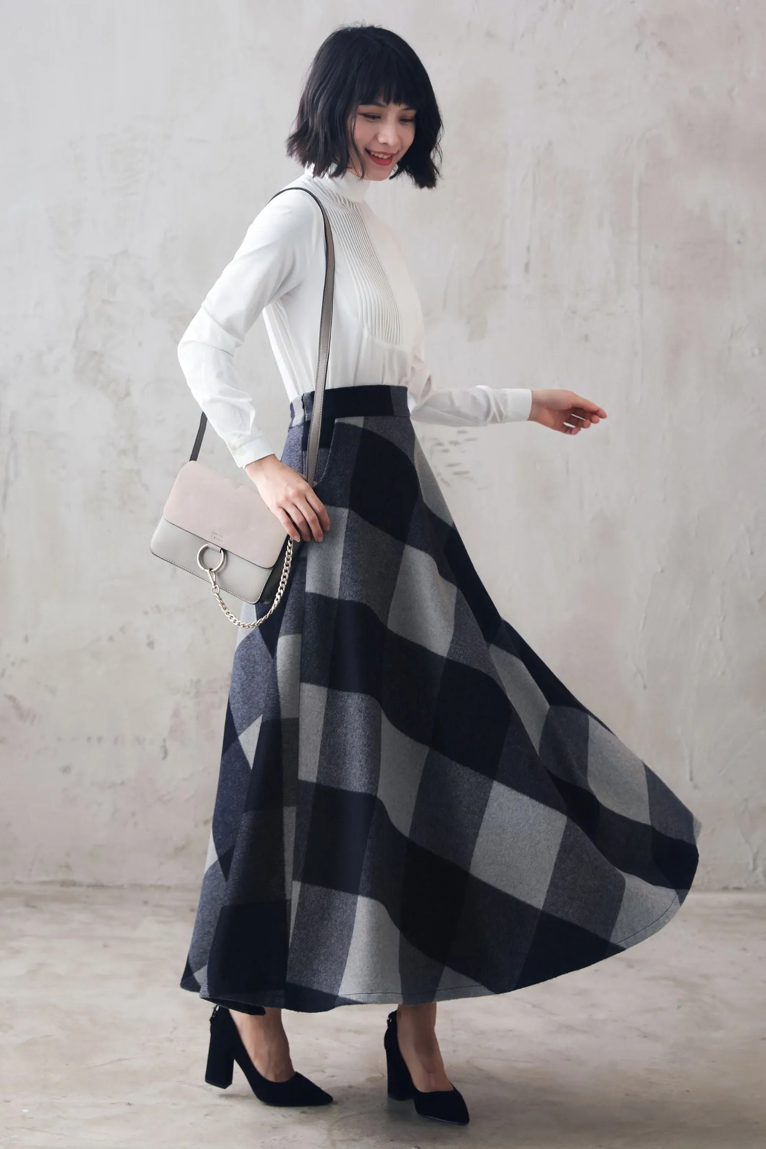 50s A Line Skirt with Pockets Flowy Swing Skirt 3107