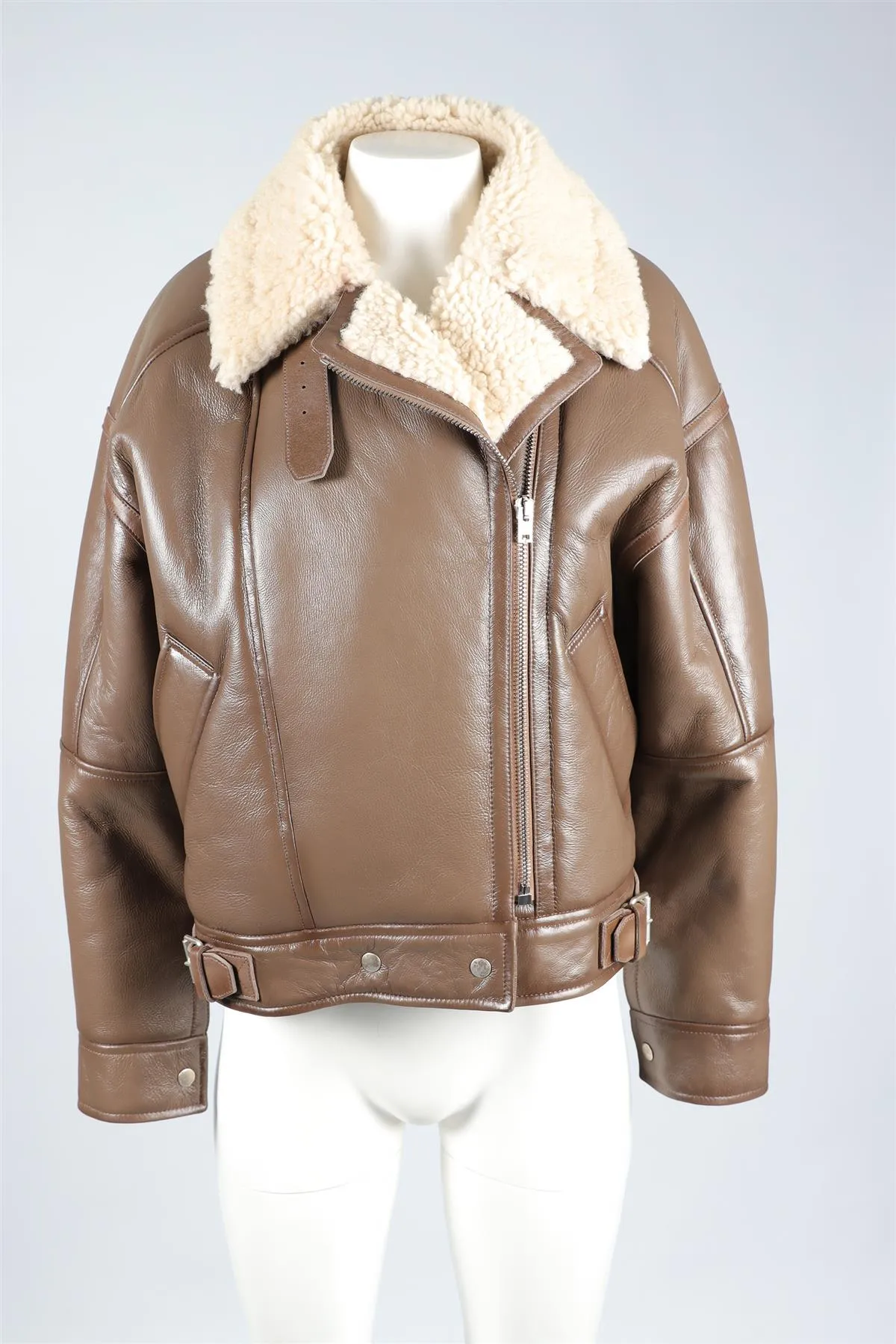 ACNE STUDIO BROWN SHEARLING AND LEATHER JACKET EU 36 UK 8