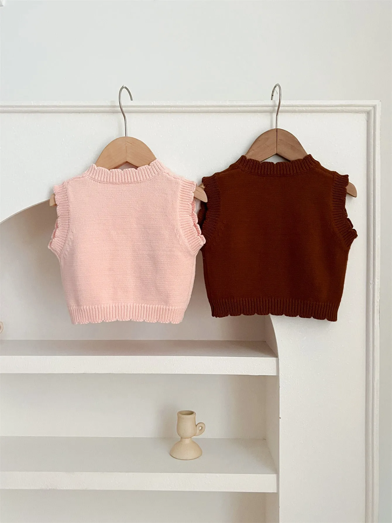 Adorable Infant Baby Girls Bubble Knitted Sleeveless Single Breasted Sweater Vest