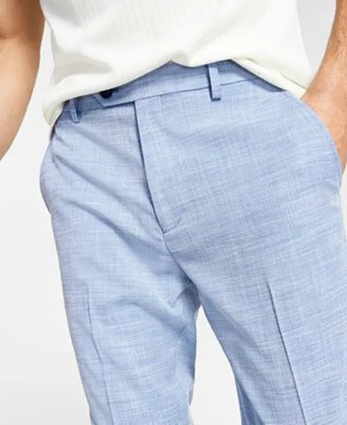 Alfani Mens Slim Fit Stretch Solid Dress Pants Blue 30 x 32