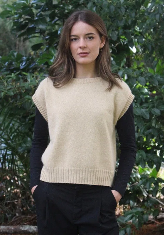 Alpaca Plain Crew Neck Vest