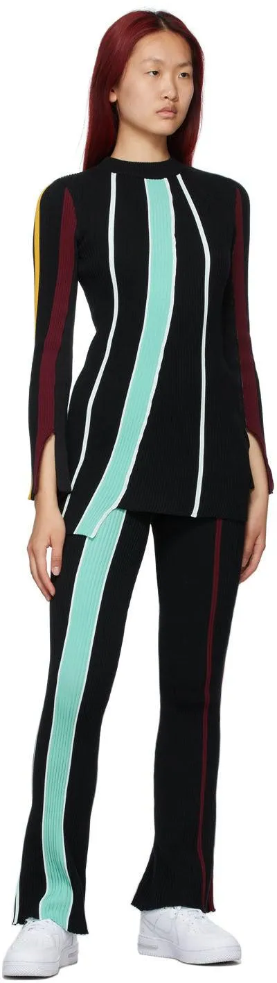 AMBUSH Black Cotton Rib Knit Lounge Pants