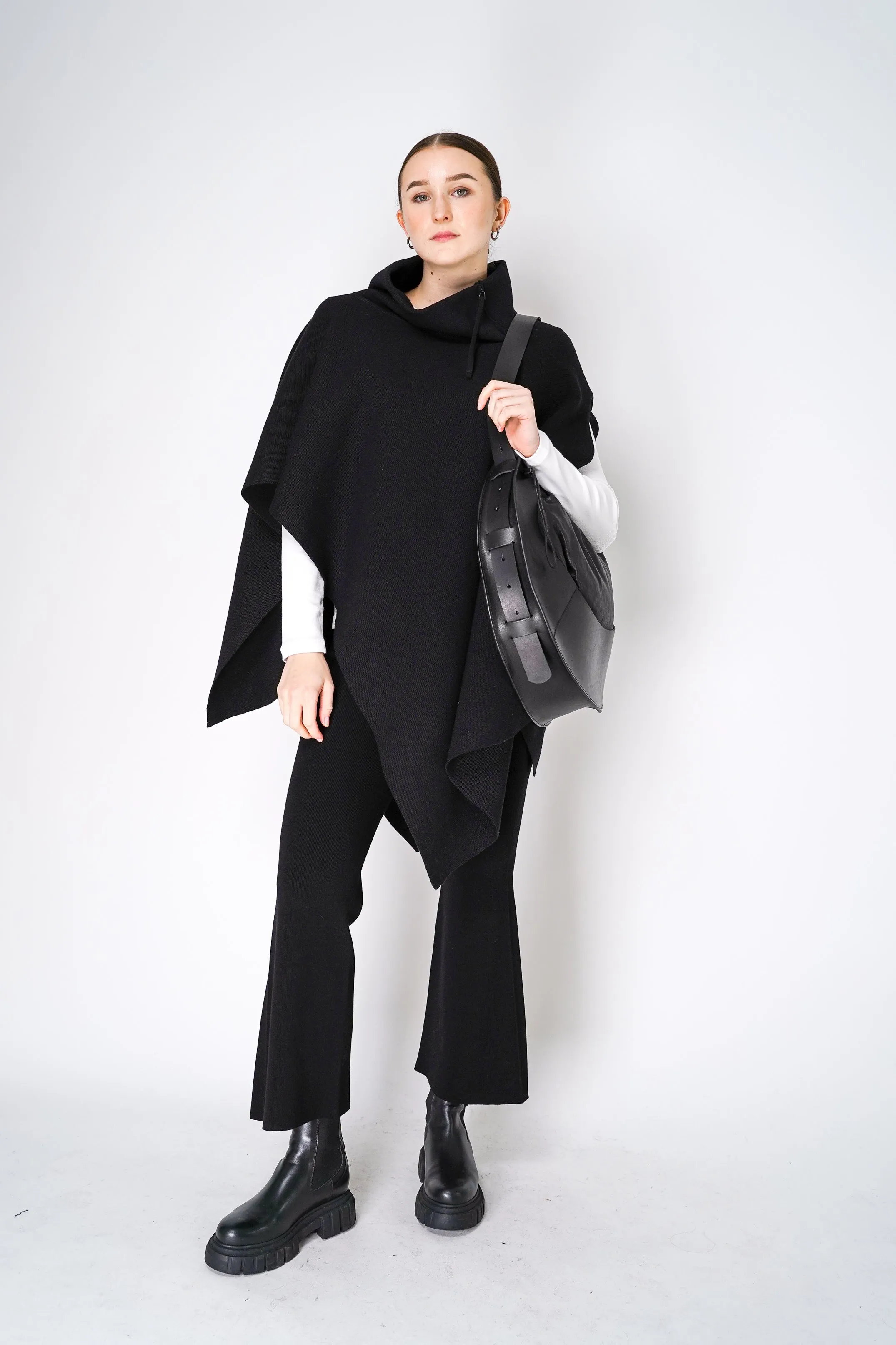 Annette Gortz Flared Ribbed Knit Pants in Black