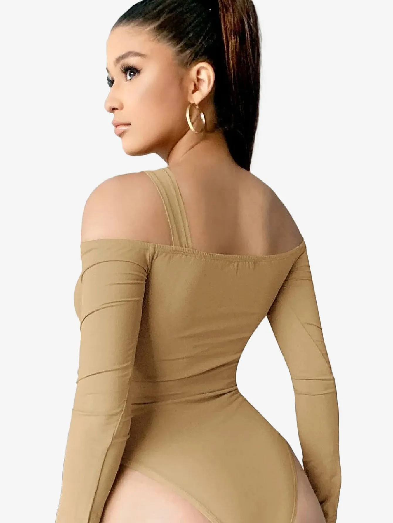 Asymmetrical Neck Cut Out Shoulder Bodysuit
