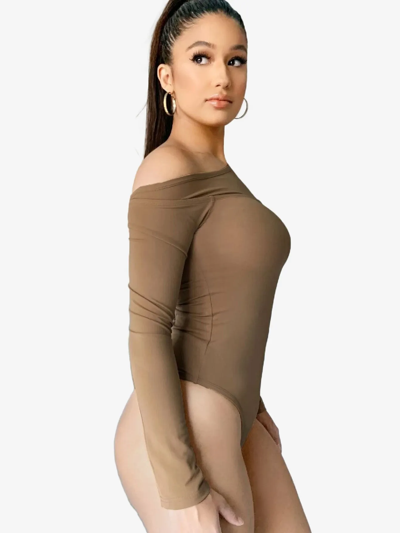Asymmetrical Neck Cut Out Shoulder Bodysuit