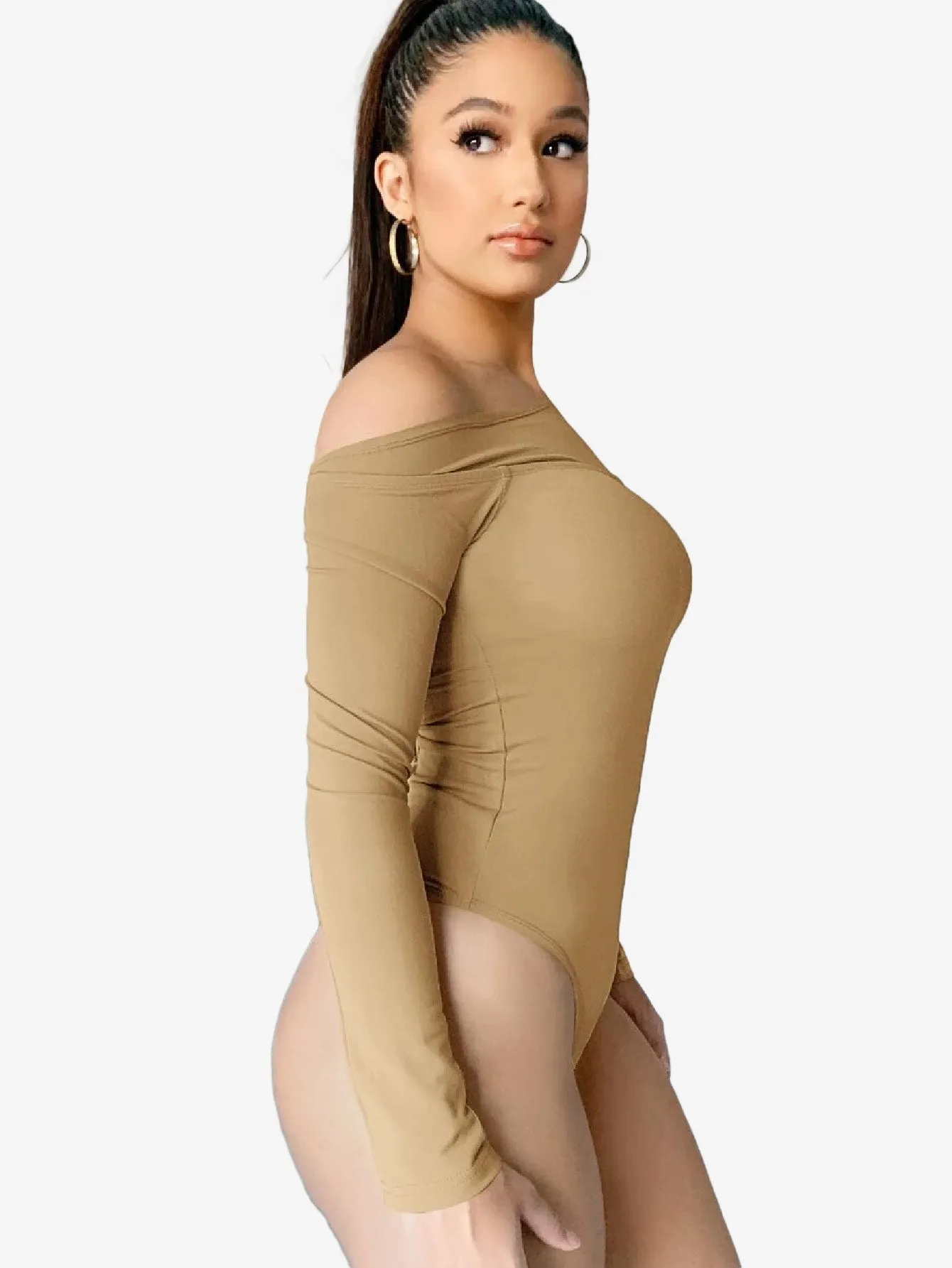 Asymmetrical Neck Cut Out Shoulder Bodysuit