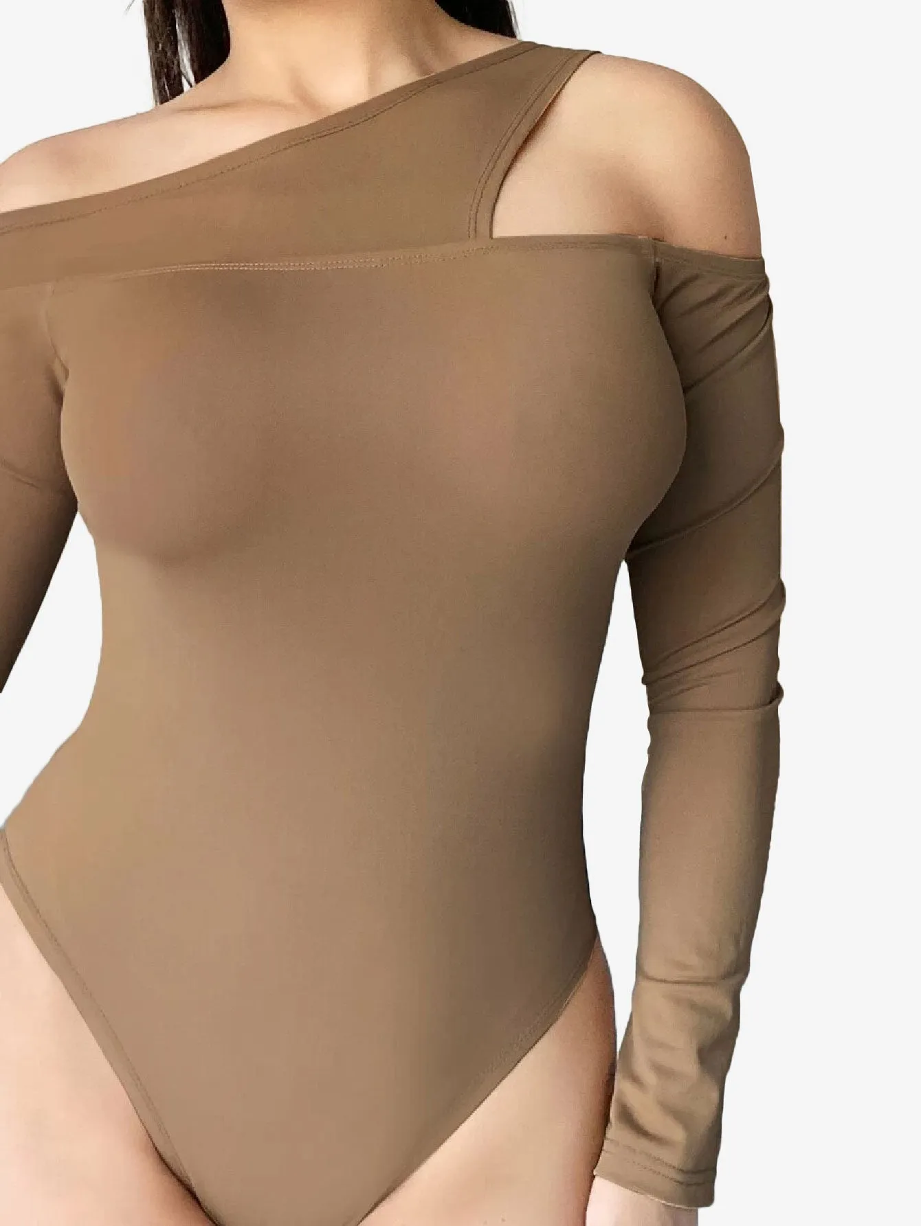 Asymmetrical Neck Cut Out Shoulder Bodysuit