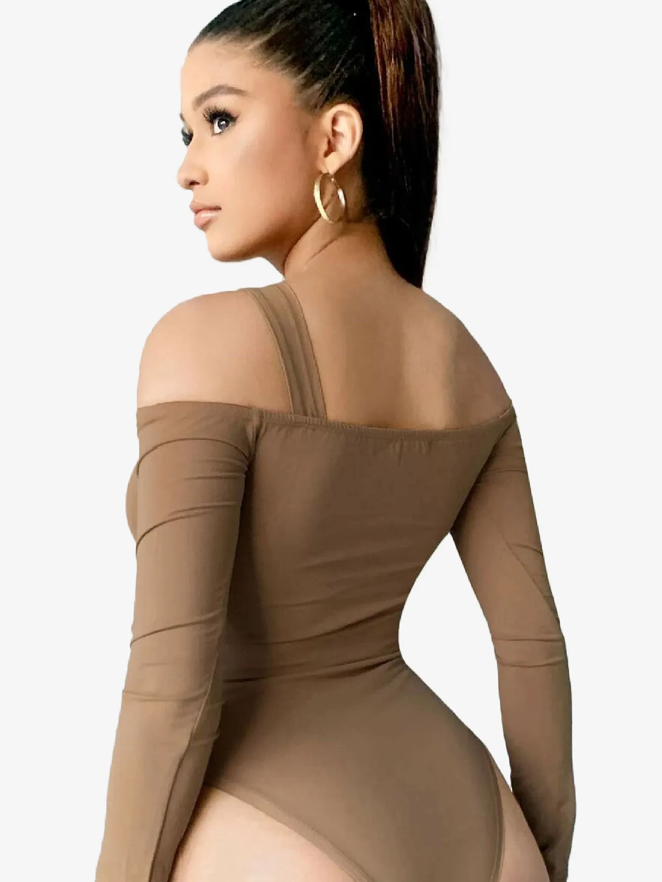 Asymmetrical Neck Cut Out Shoulder Bodysuit