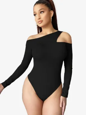 Asymmetrical Neck Cut Out Shoulder Bodysuit