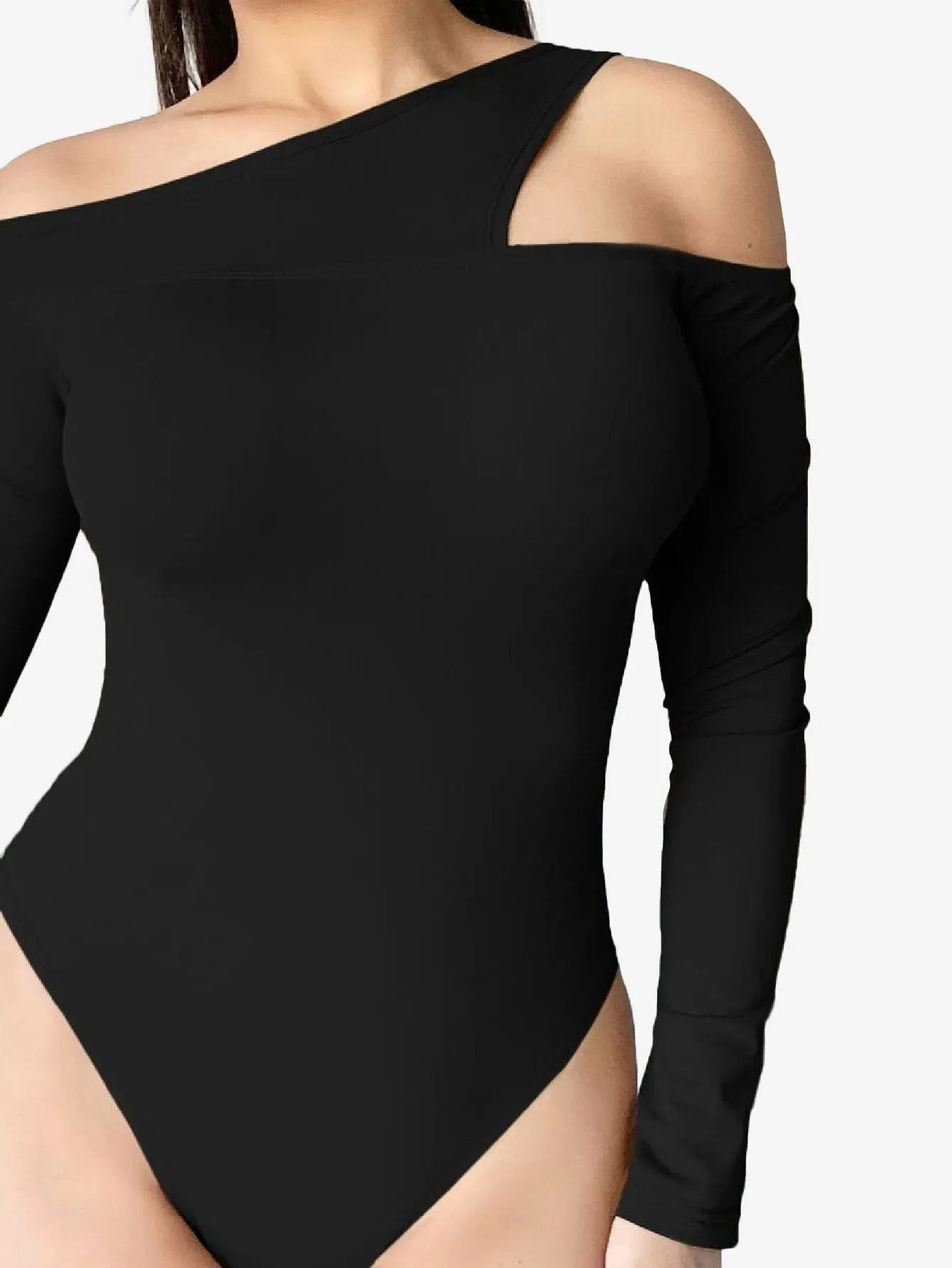 Asymmetrical Neck Cut Out Shoulder Bodysuit
