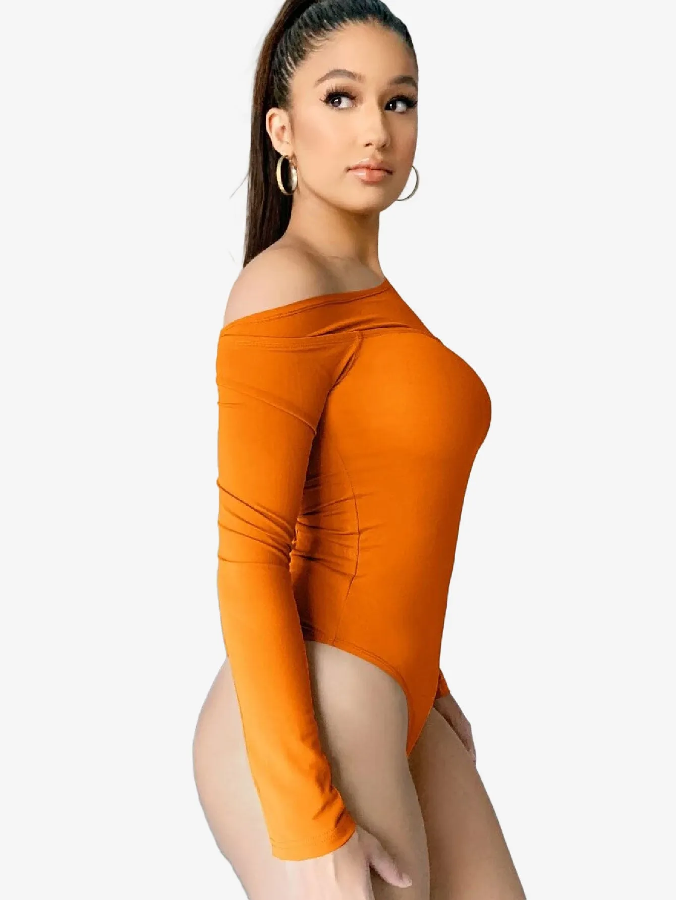 Asymmetrical Neck Cut Out Shoulder Bodysuit