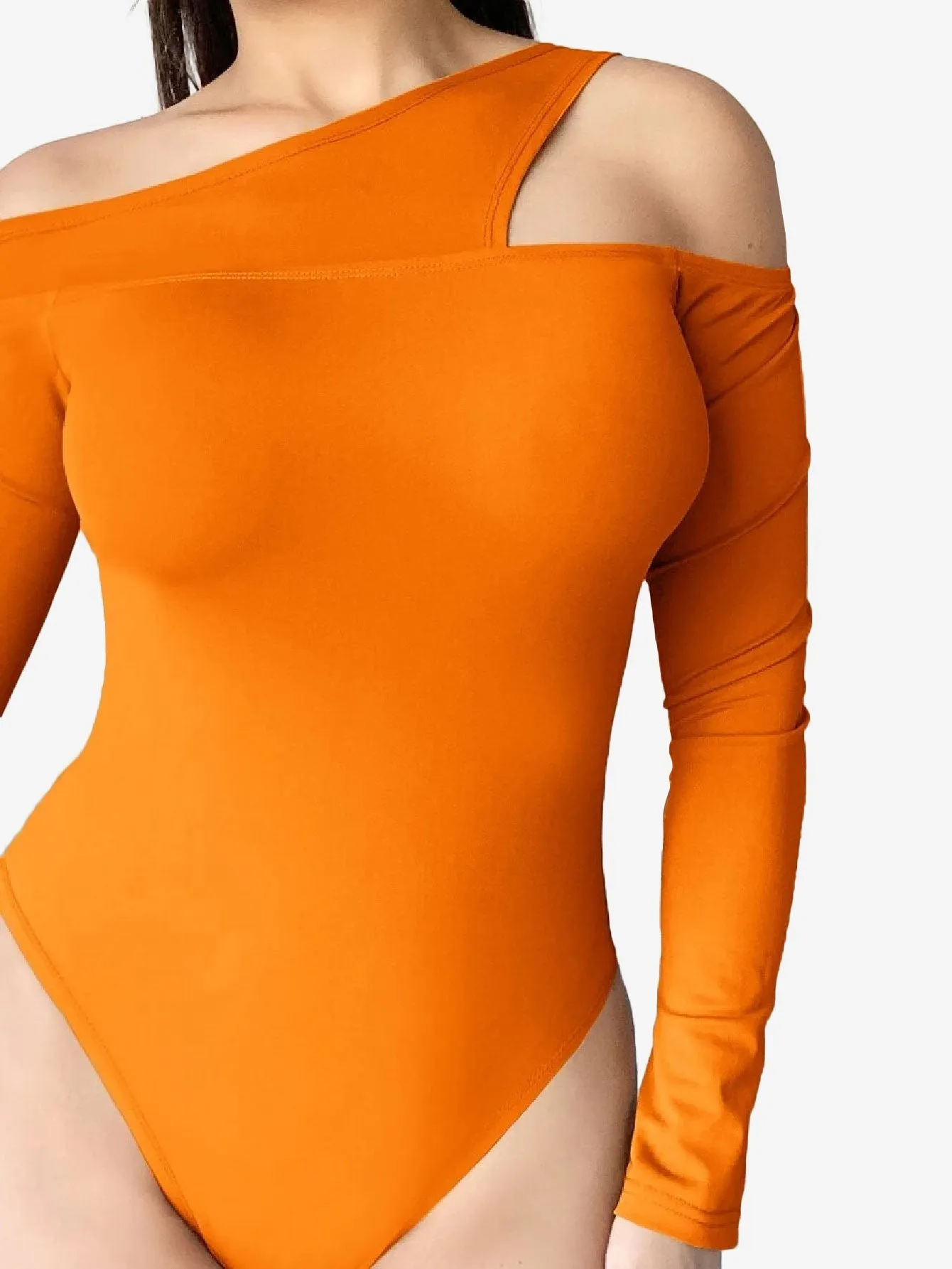 Asymmetrical Neck Cut Out Shoulder Bodysuit