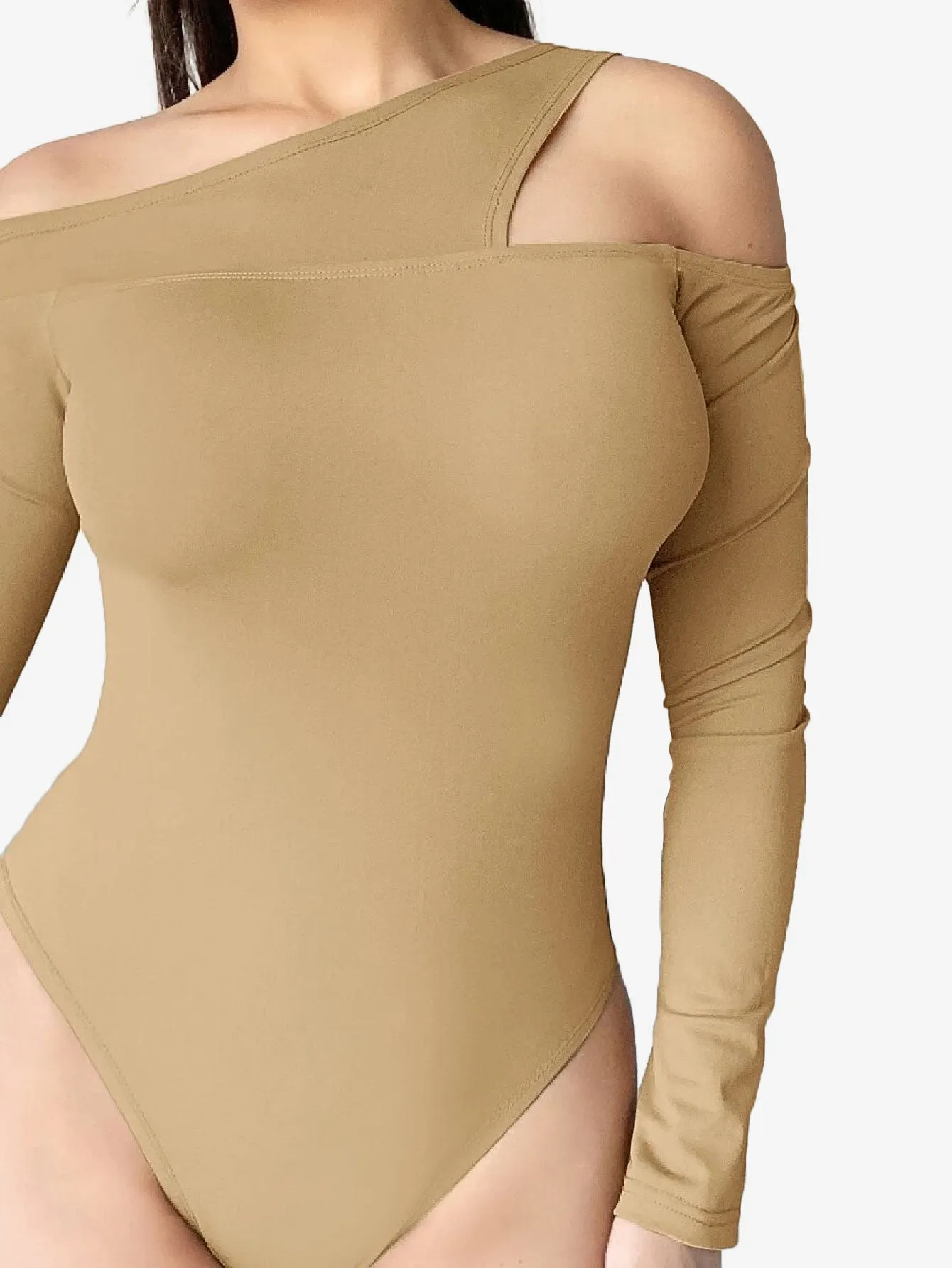 Asymmetrical Neck Cut Out Shoulder Bodysuit