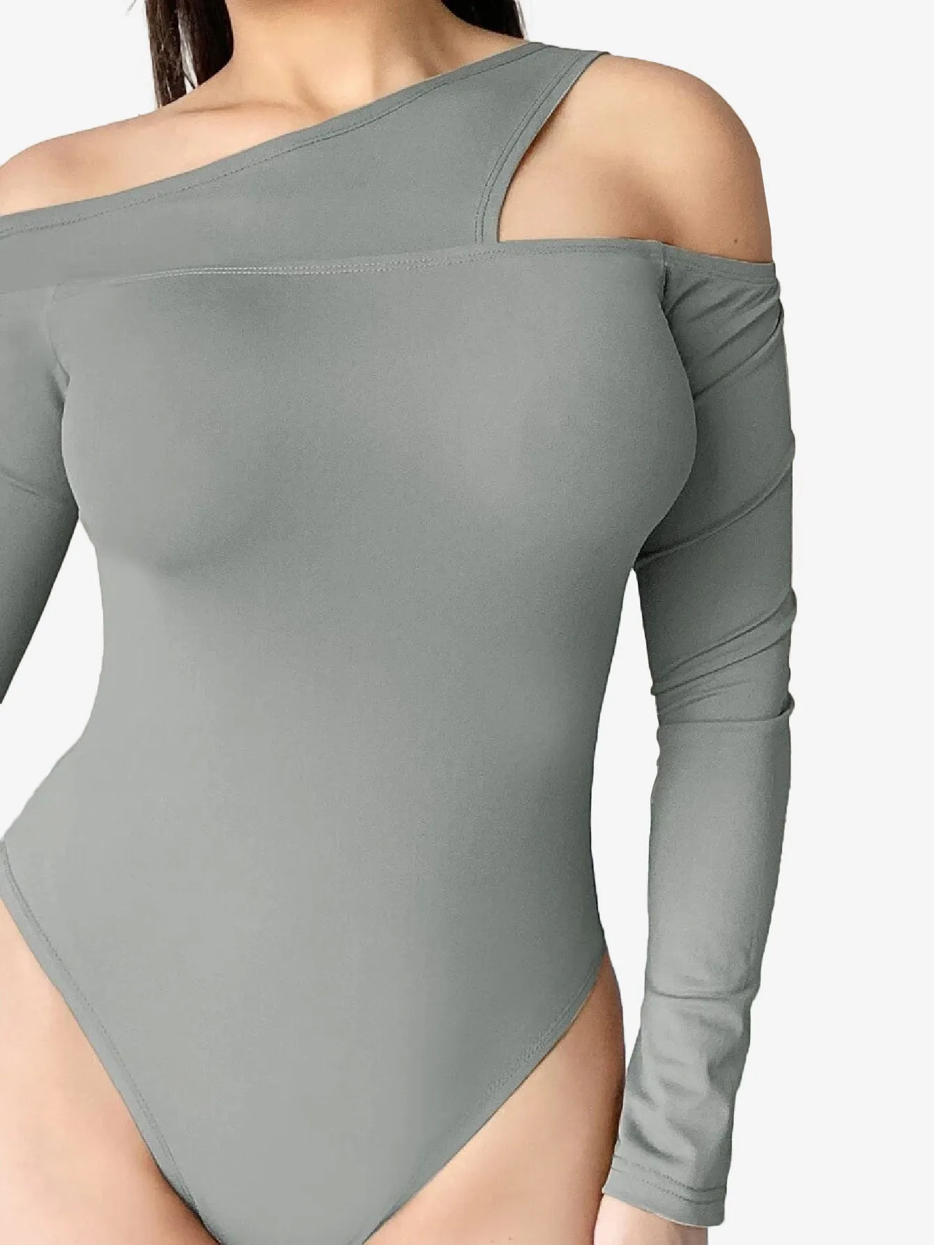 Asymmetrical Neck Cut Out Shoulder Bodysuit