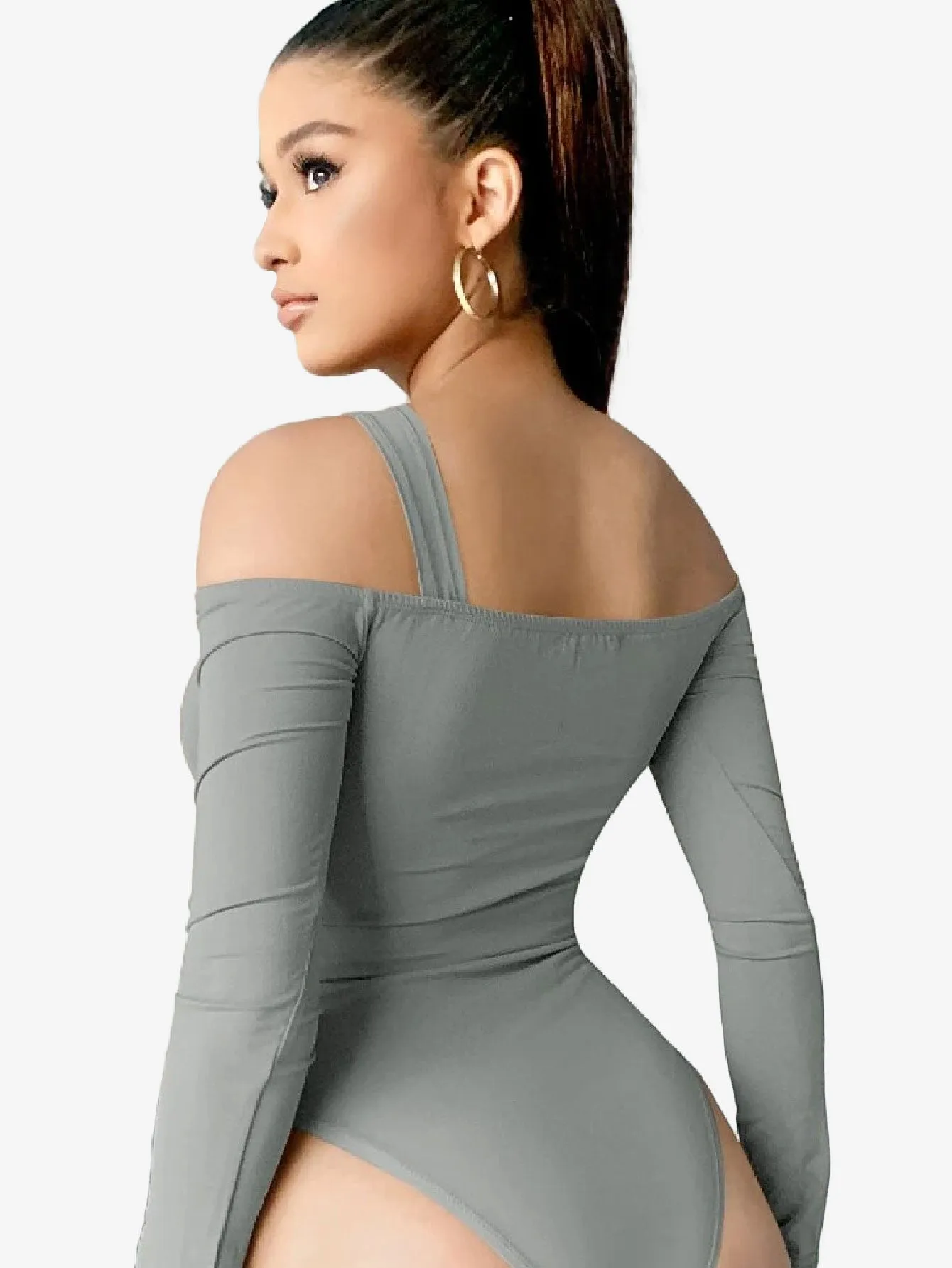 Asymmetrical Neck Cut Out Shoulder Bodysuit