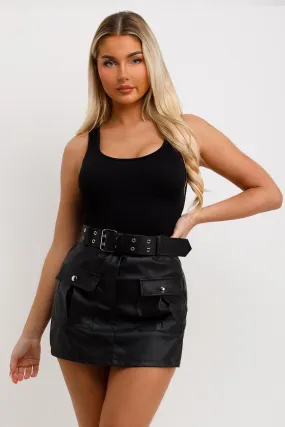 Back Contour Rib Square Neck Sleeveless Bodysuit Top
