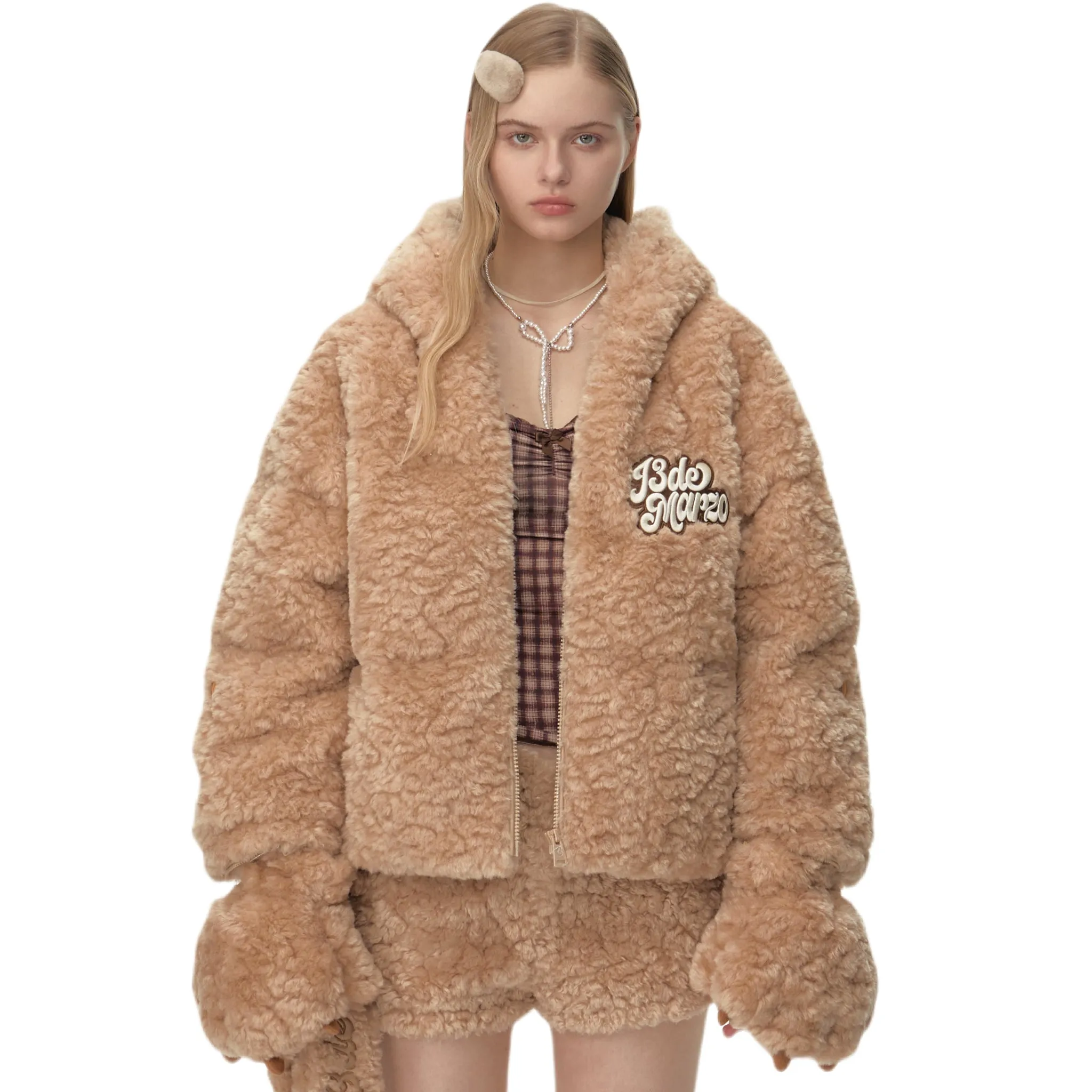 Bear Costume Down Jacket In Brown
