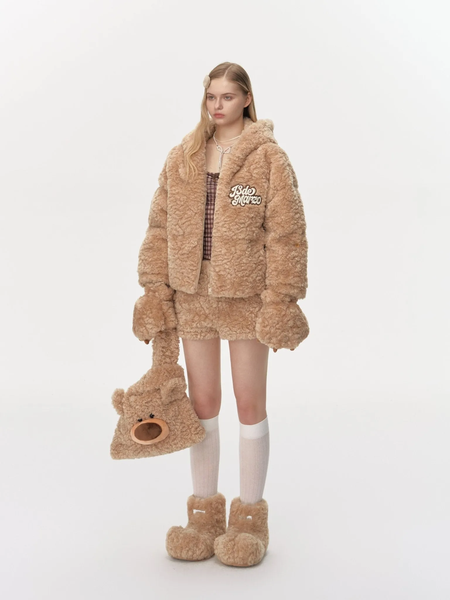 Bear Costume Down Jacket In Brown