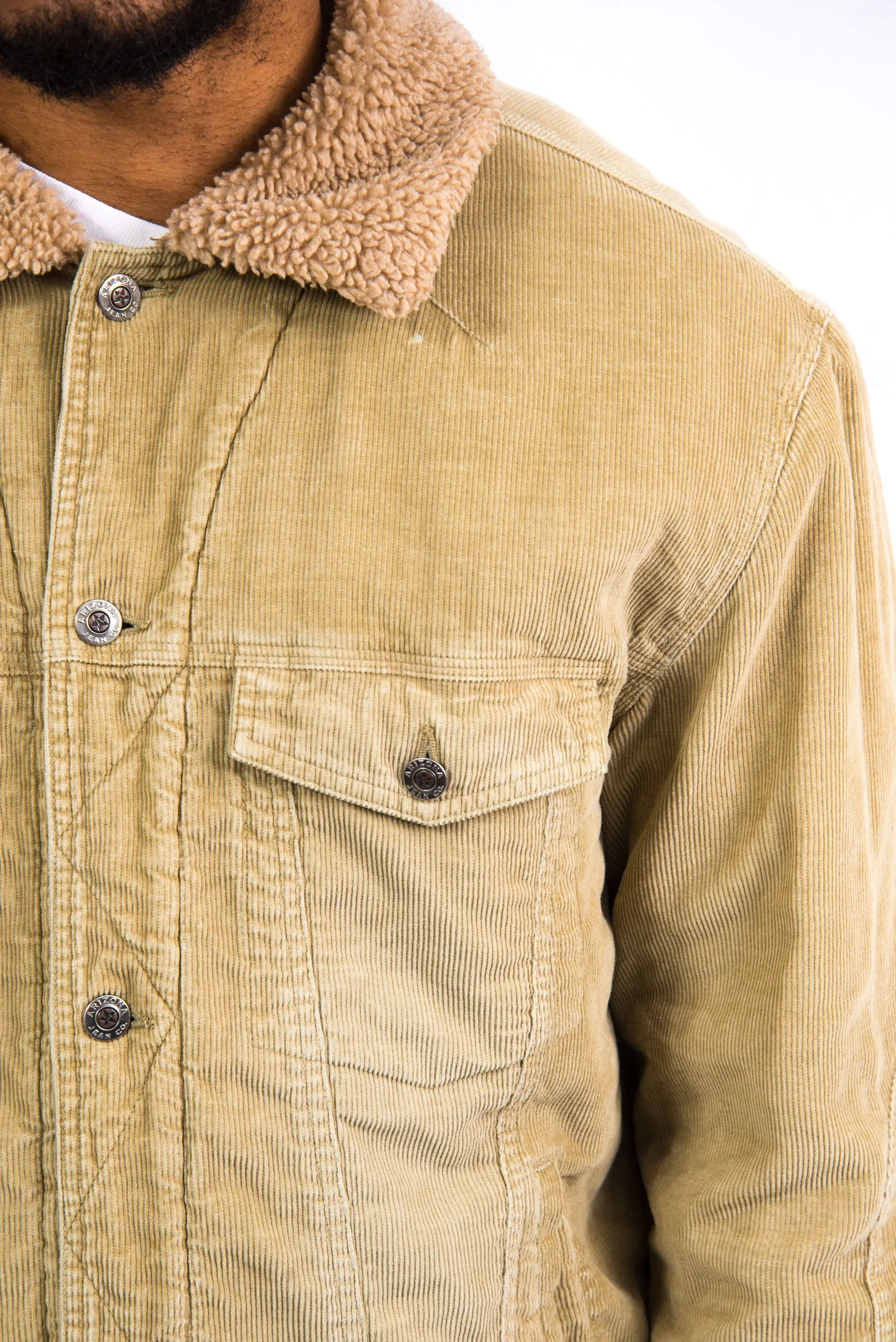 Beige Shearling Lined Cord Jacket
