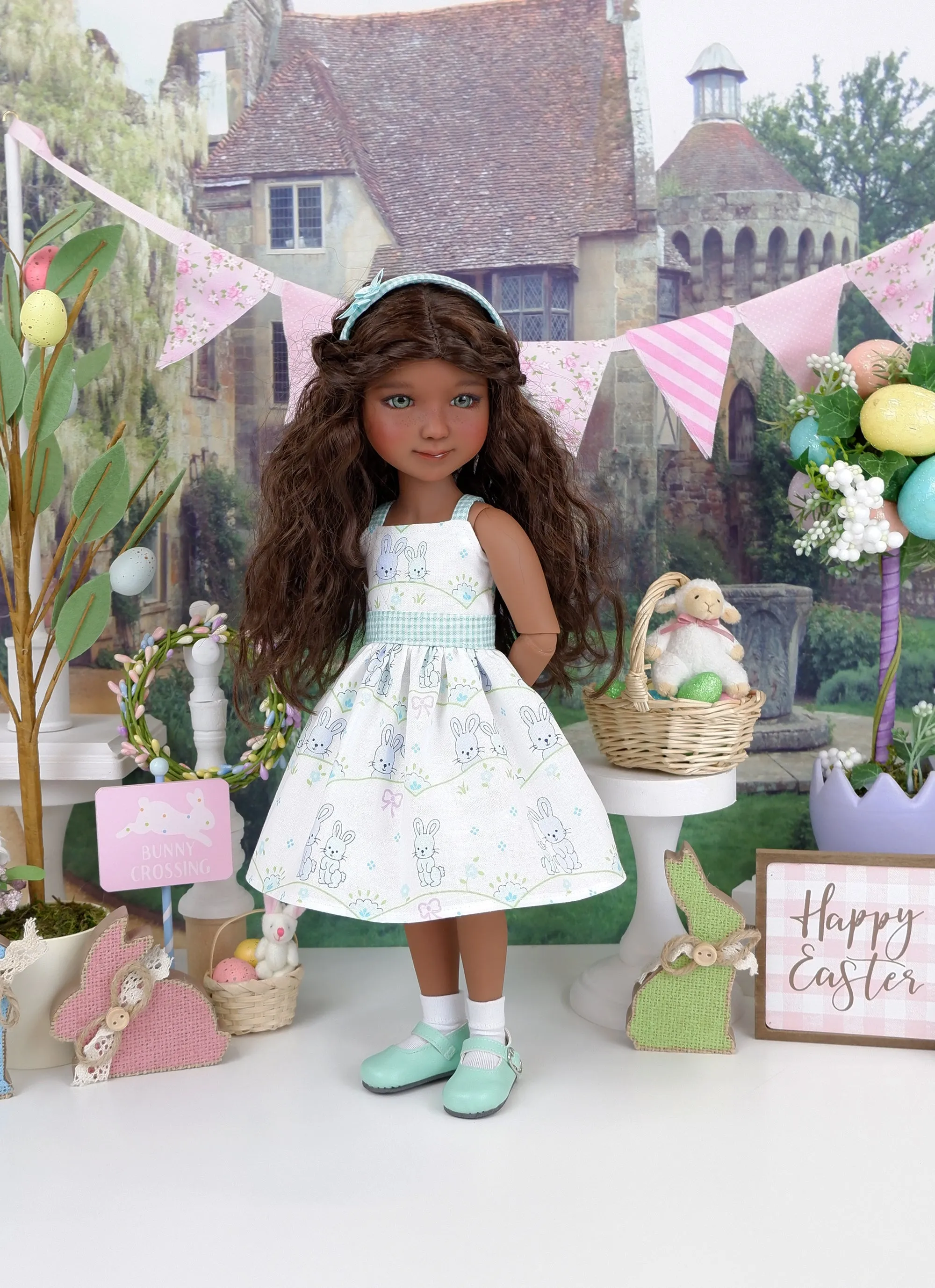 Bitty Bunny Blue - dress and sweater with shoes for Ruby Red Fashion Friends doll
