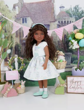 Bitty Bunny Blue - dress and sweater with shoes for Ruby Red Fashion Friends doll