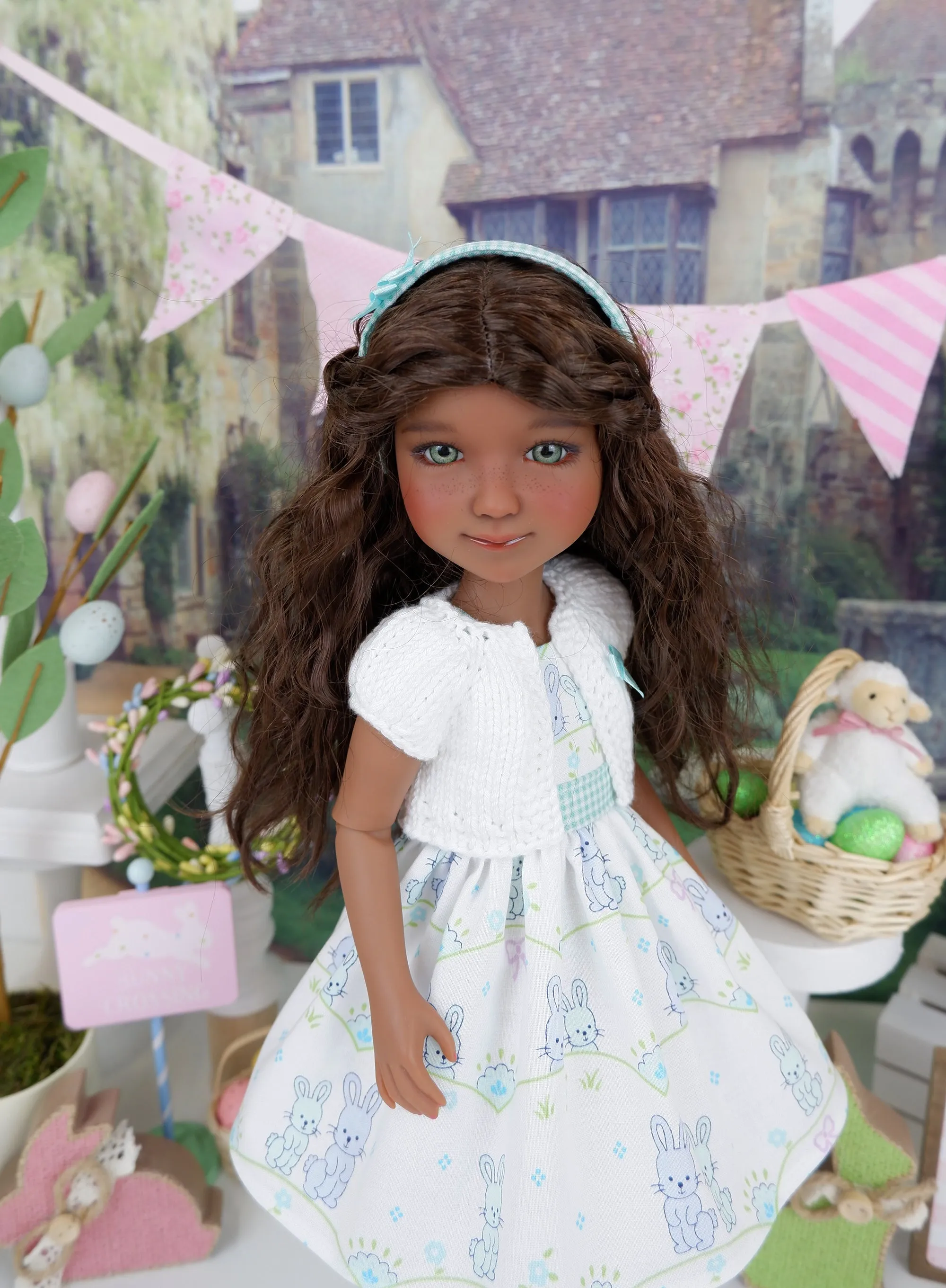 Bitty Bunny Blue - dress and sweater with shoes for Ruby Red Fashion Friends doll