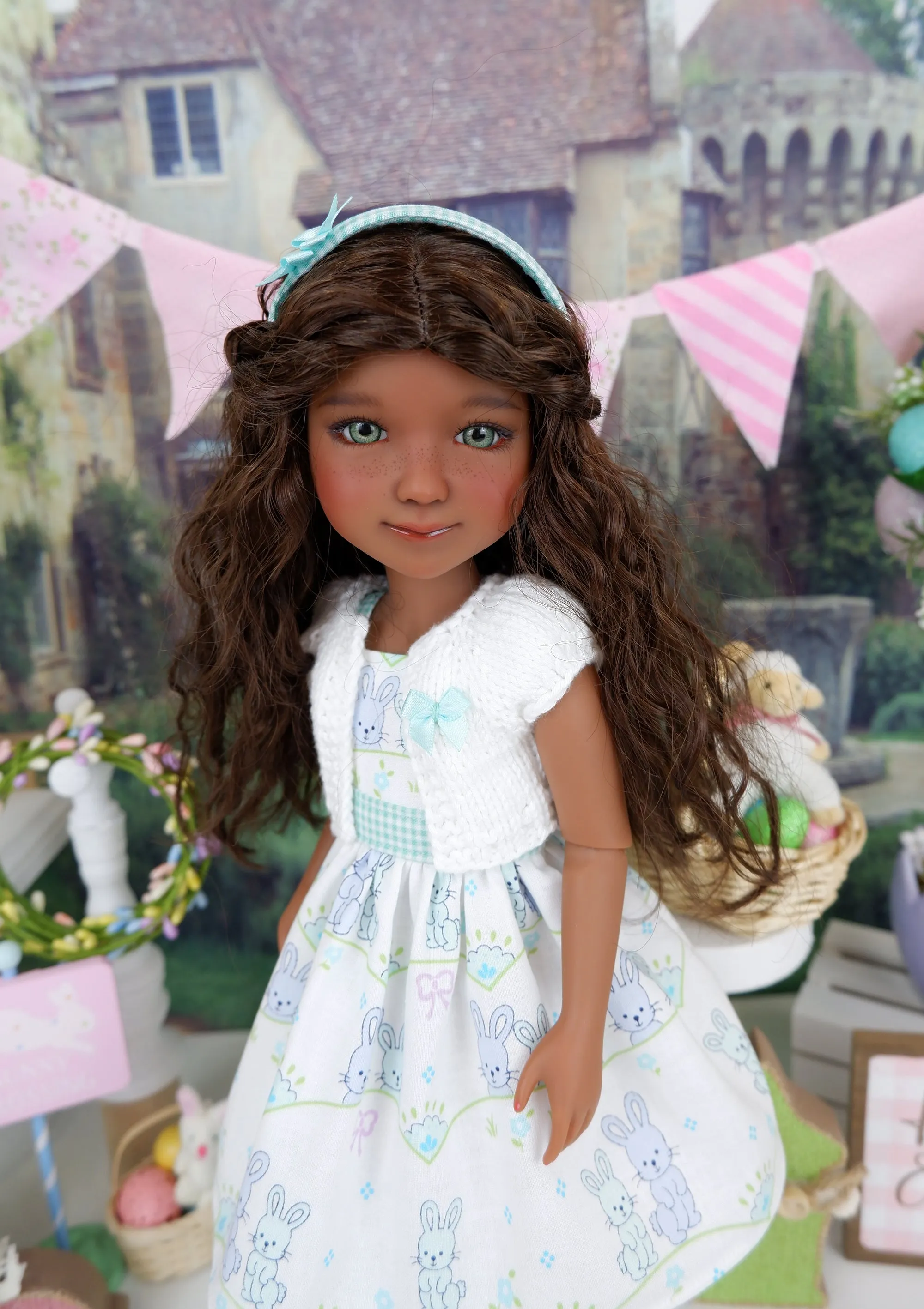 Bitty Bunny Blue - dress and sweater with shoes for Ruby Red Fashion Friends doll