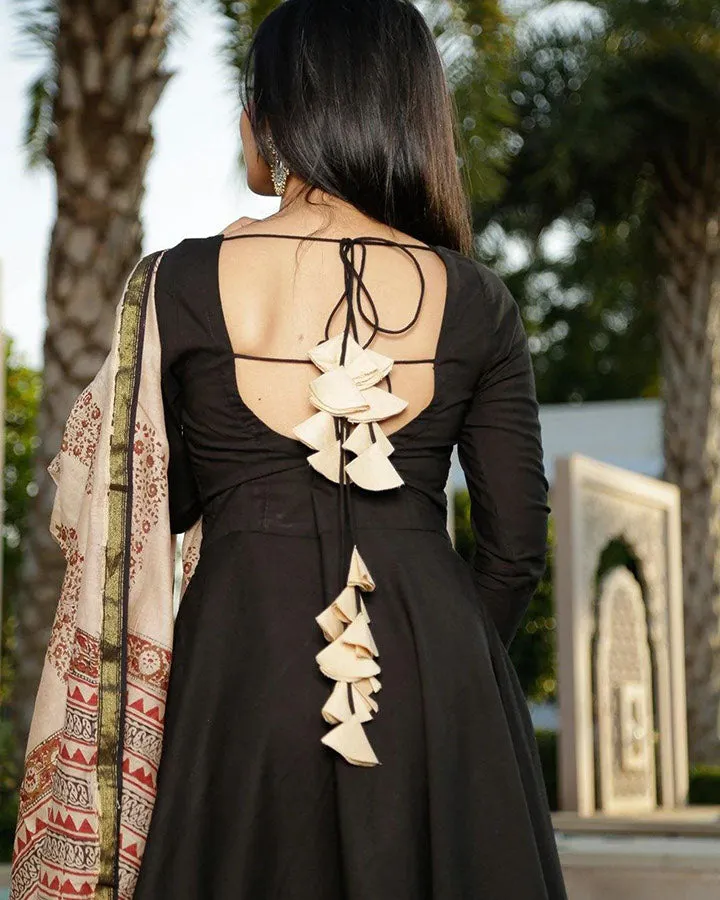 Black Backless Suit Set
