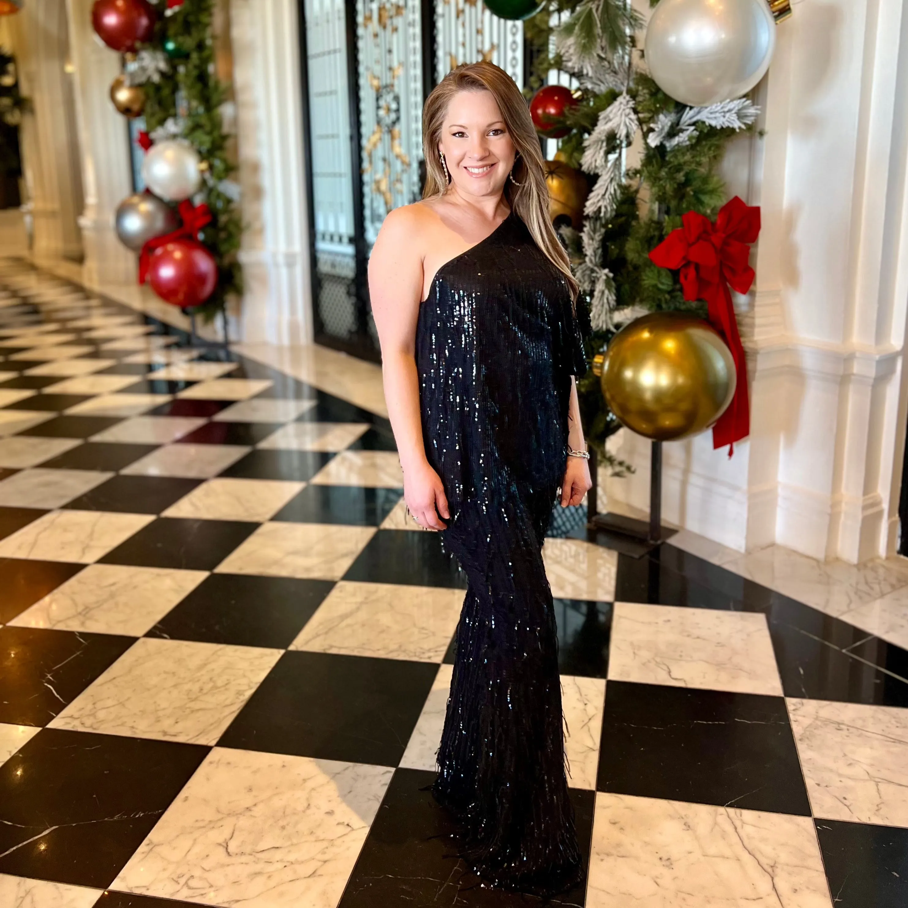 Black Dangle Sequin Flare Pants