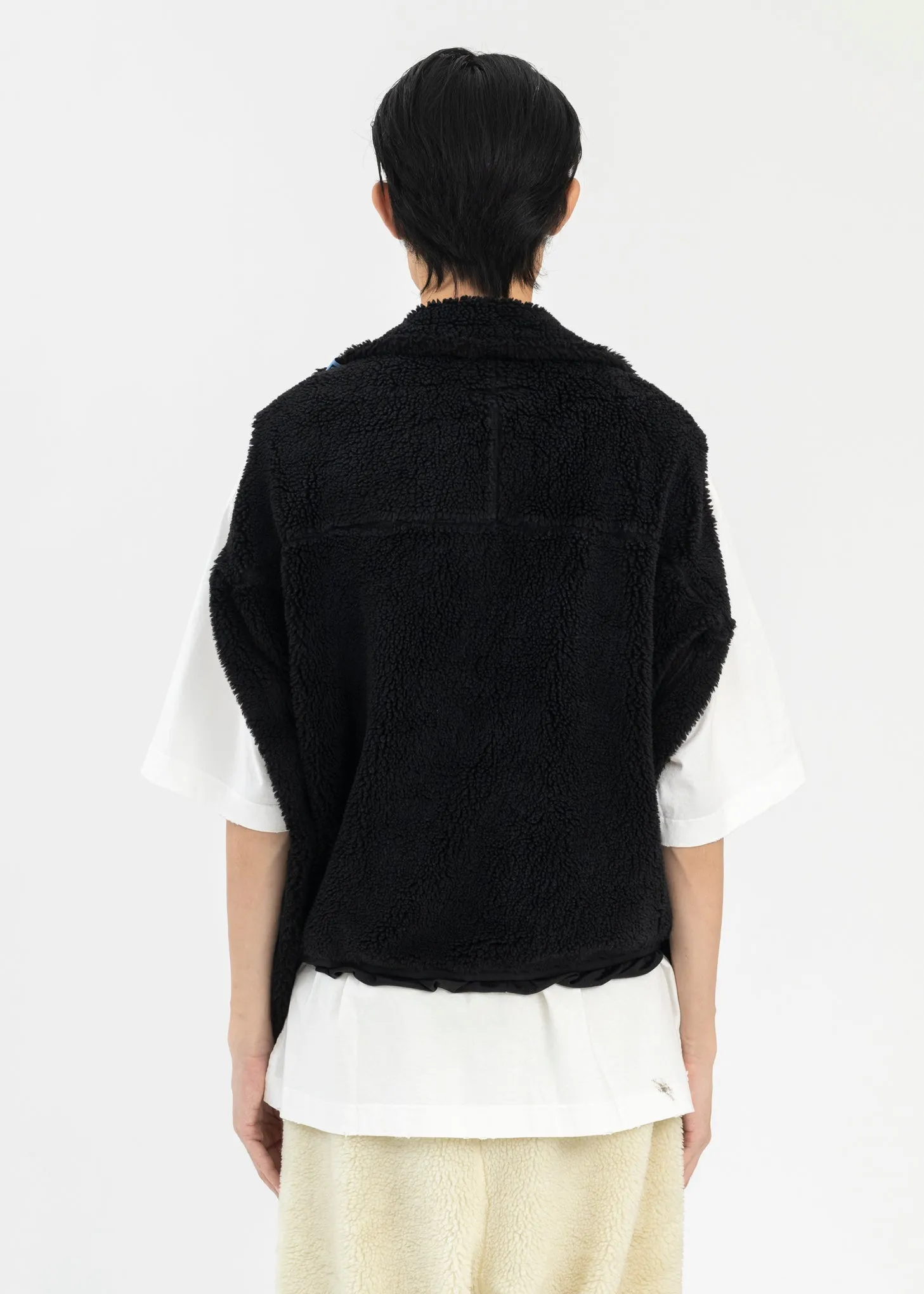 Black Hollowed-Out Boa Vest