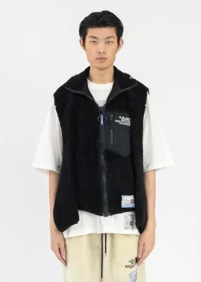 Black Hollowed-Out Boa Vest