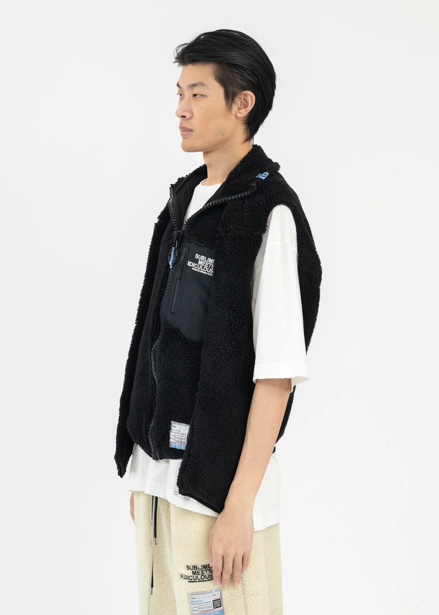 Black Hollowed-Out Boa Vest