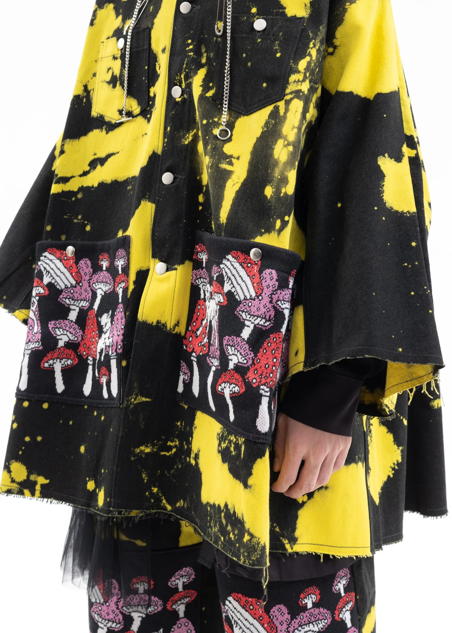 Black × Yellow Dye Poisonous Mushroom Denim Jacket
