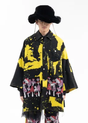 Black × Yellow Dye Poisonous Mushroom Denim Jacket