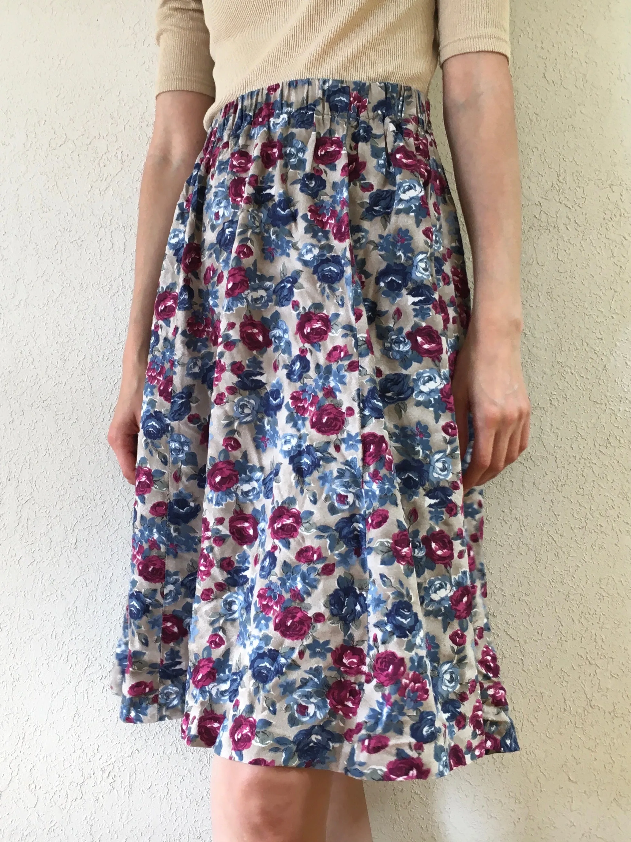Blue & Maroon Roses skirt