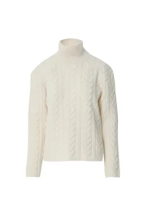 Braided Turtleneck Ecru Knitwear Sweater