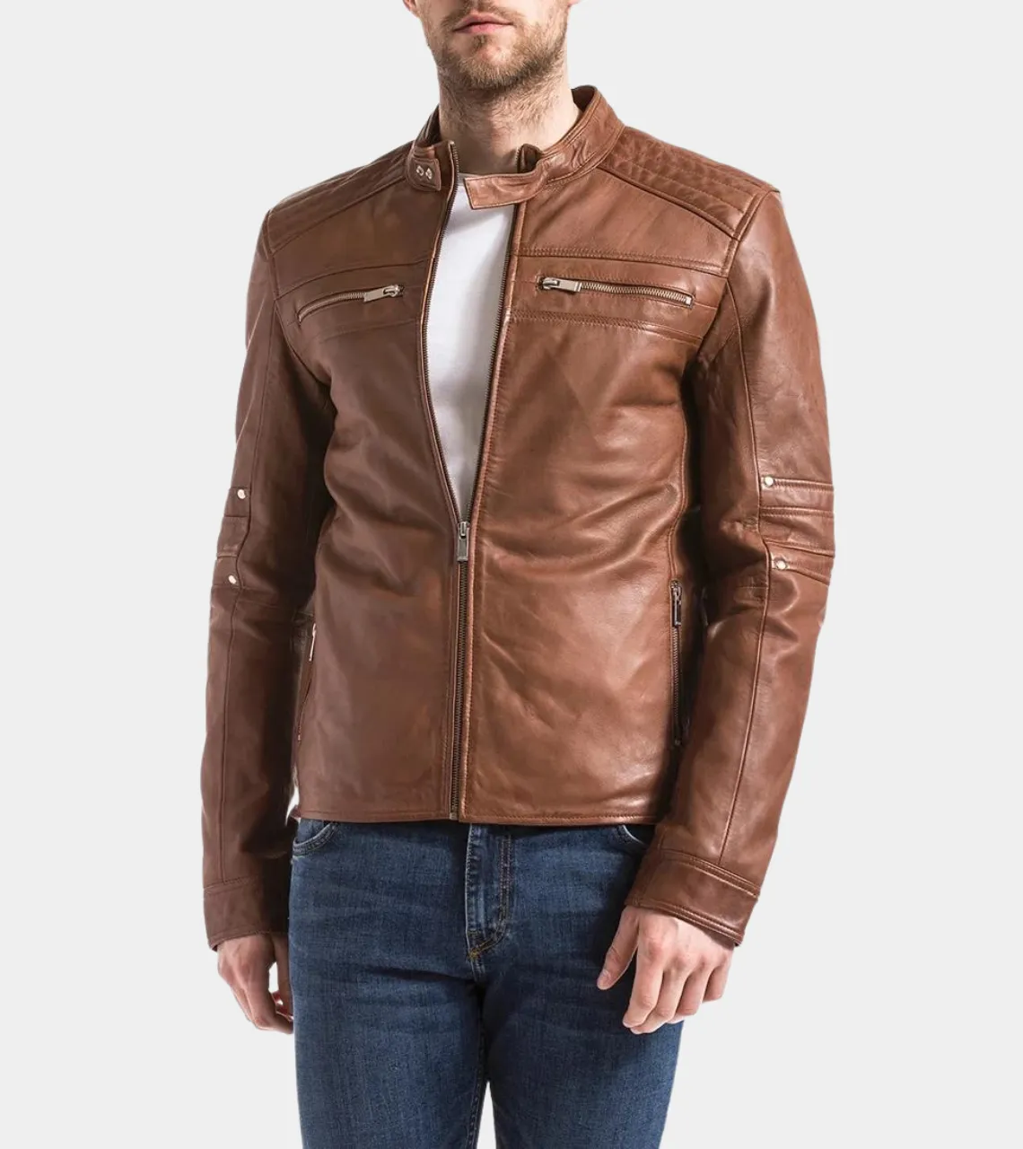 Brownstone Men's Brown Biker Leather Jacket