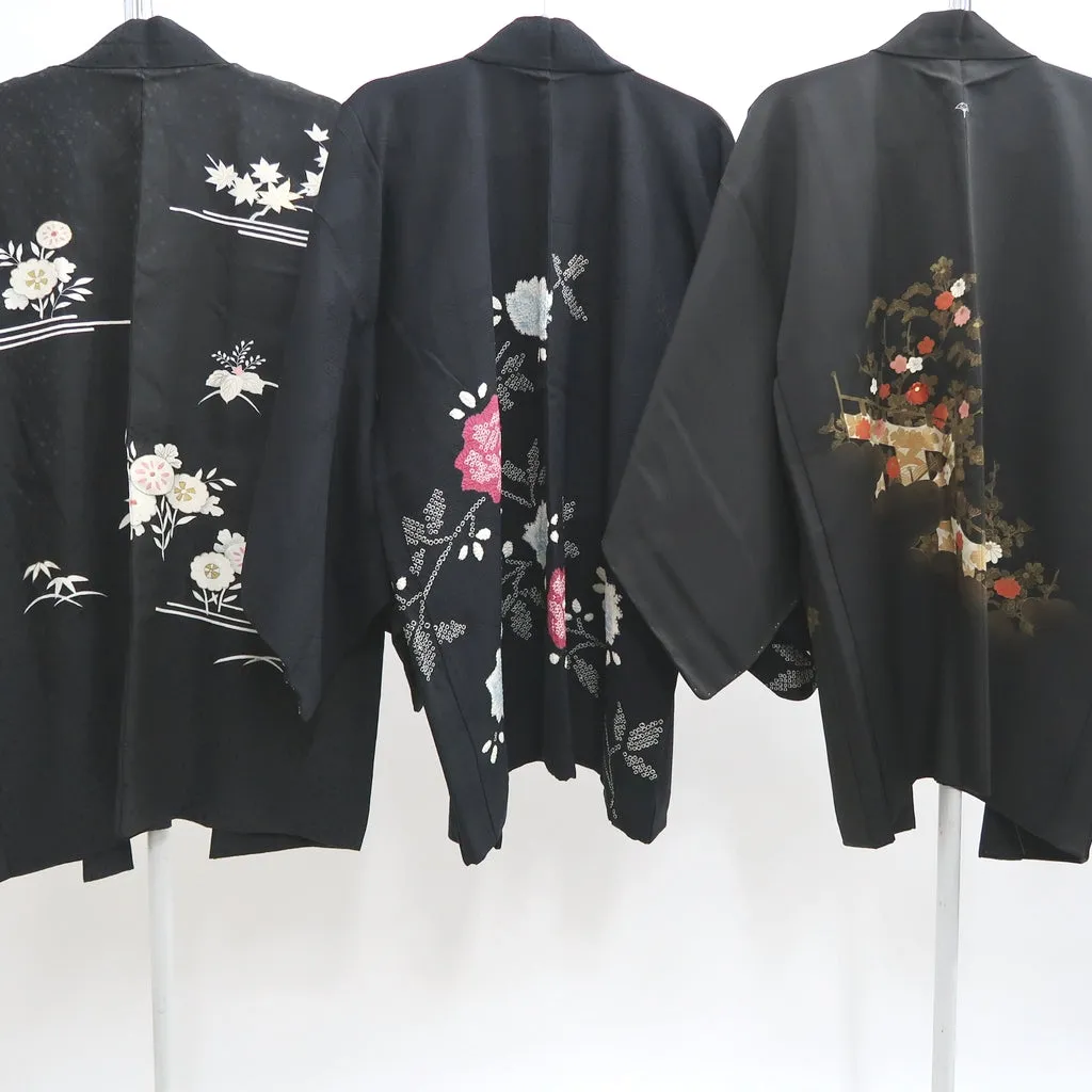 Bundle 15pcs Silk Black Haori Jacket Wholesale Bulk Free Shipping #404