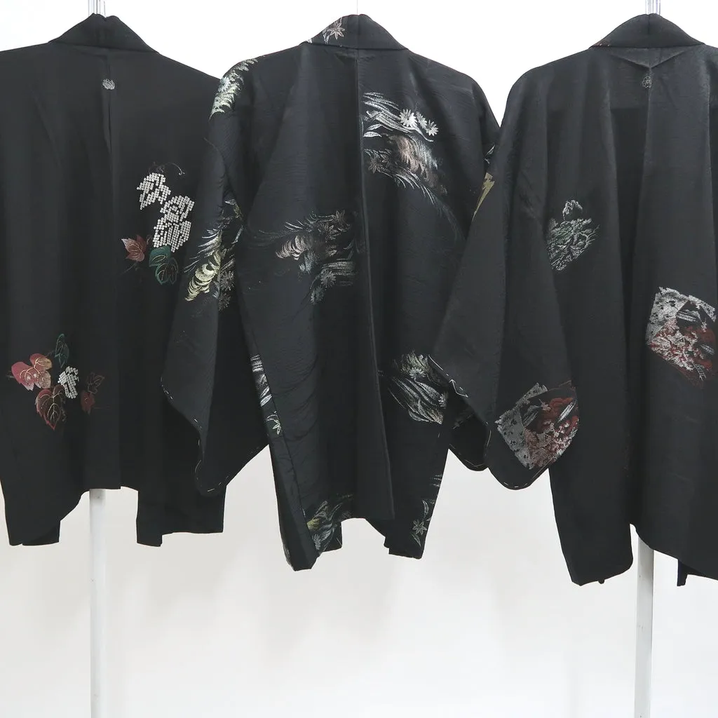 Bundle 15pcs Silk Black Haori Jacket Wholesale Bulk Free Shipping #404