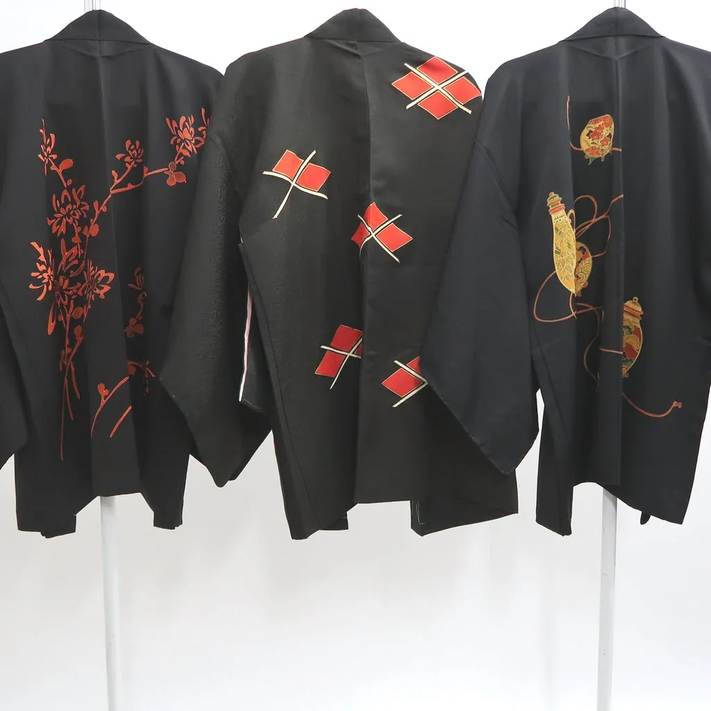 Bundle 15pcs Silk Black Haori Jacket Wholesale Bulk Free Shipping #404