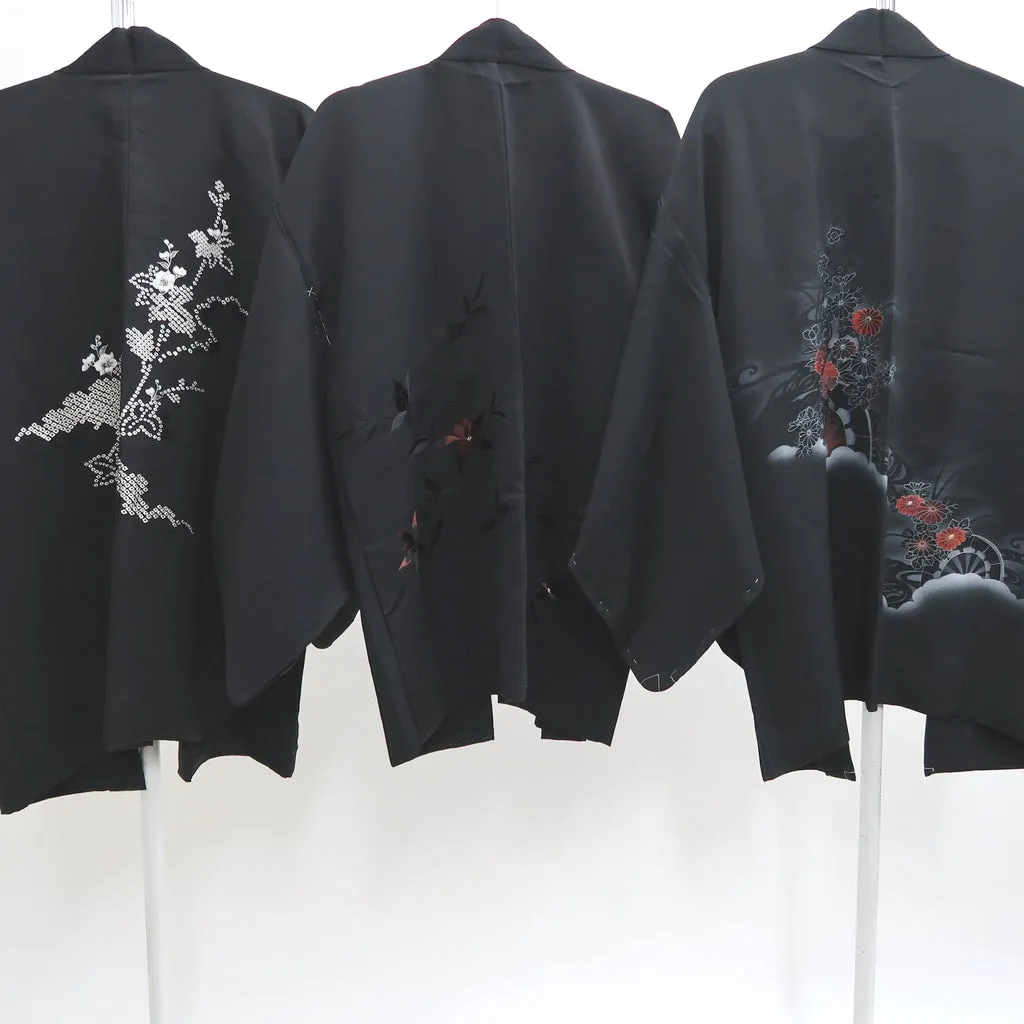 Bundle 15pcs Silk Black Haori Jacket Wholesale Bulk Free Shipping #404