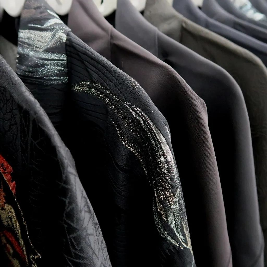 Bundle 15pcs Silk Black Haori Jacket Wholesale Bulk Free Shipping #404