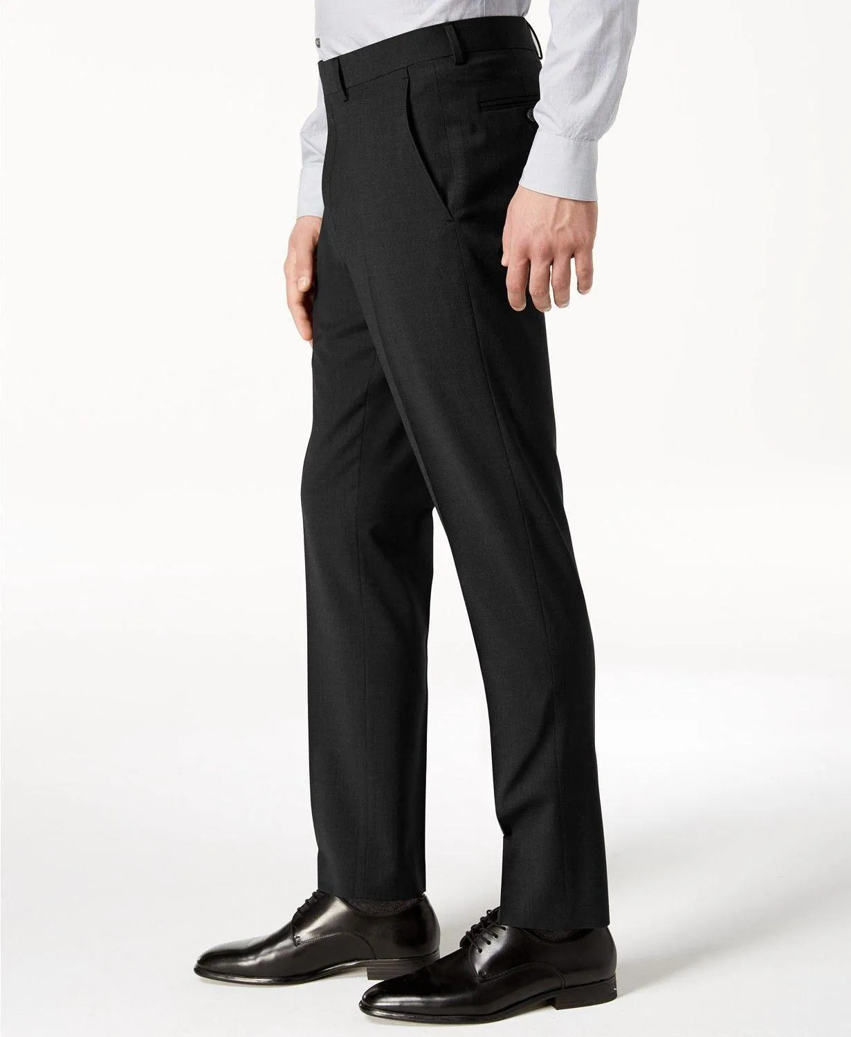 Calvin Klein Mens Skinny fit Dress Pants 36 / 34 Black Solid Stretch