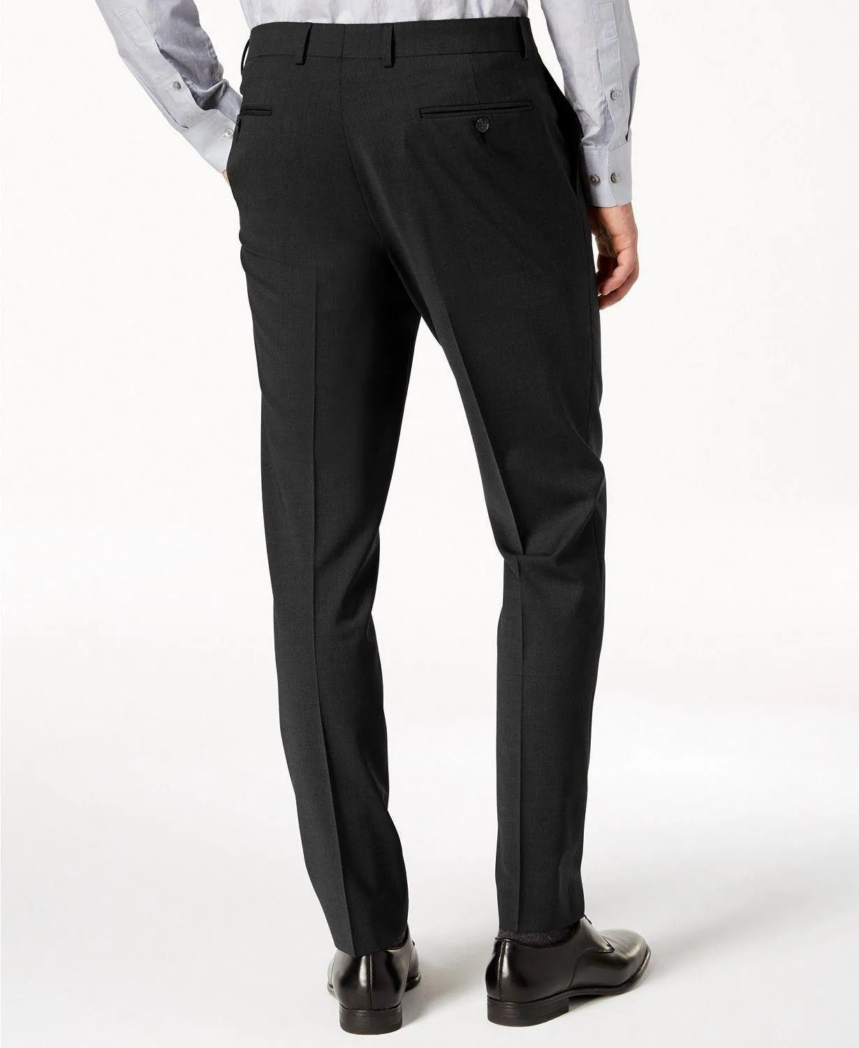 Calvin Klein Mens Skinny fit Dress Pants 36 / 34 Black Solid Stretch