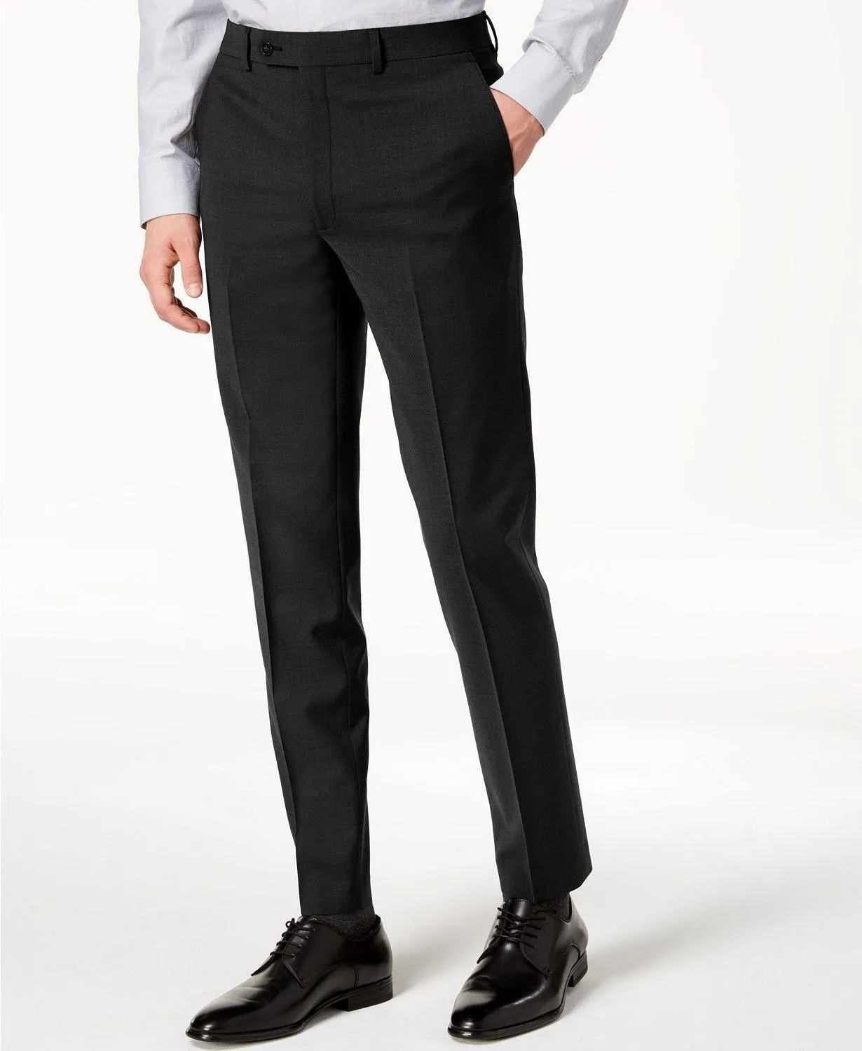 Calvin Klein Mens Skinny fit Dress Pants 36 / 34 Black Solid Stretch